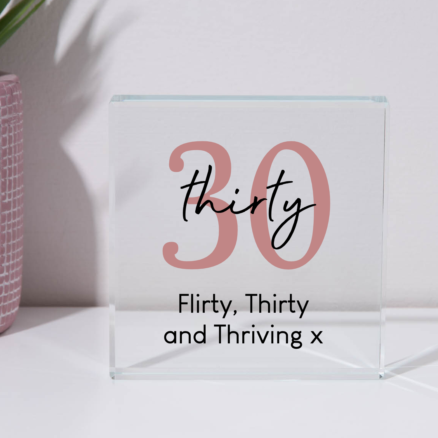 Personalised 30th Birthday Glass Square Block - Glass Block