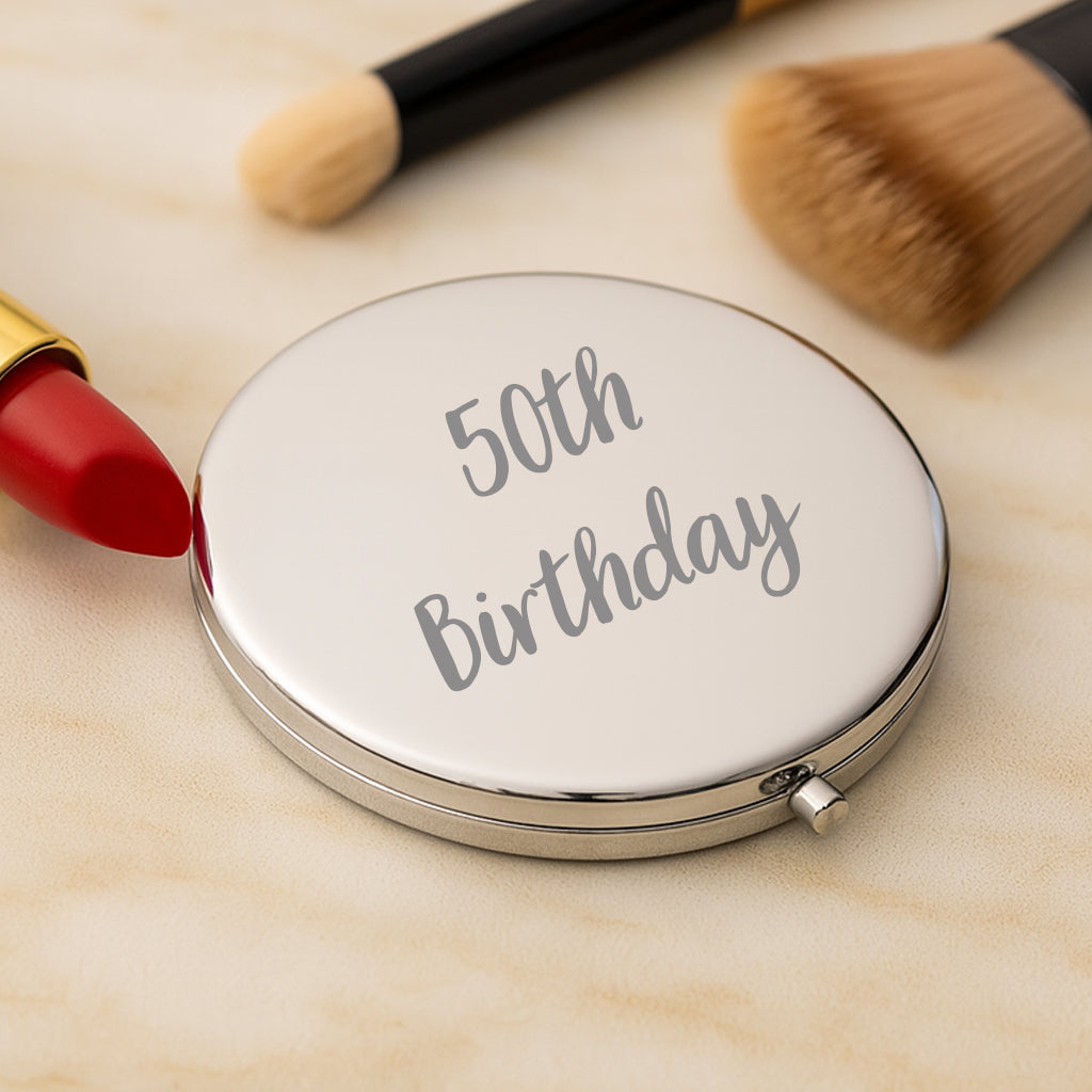 Personalised 50th Birthday Silver Compact Mirror - Compact Mirror