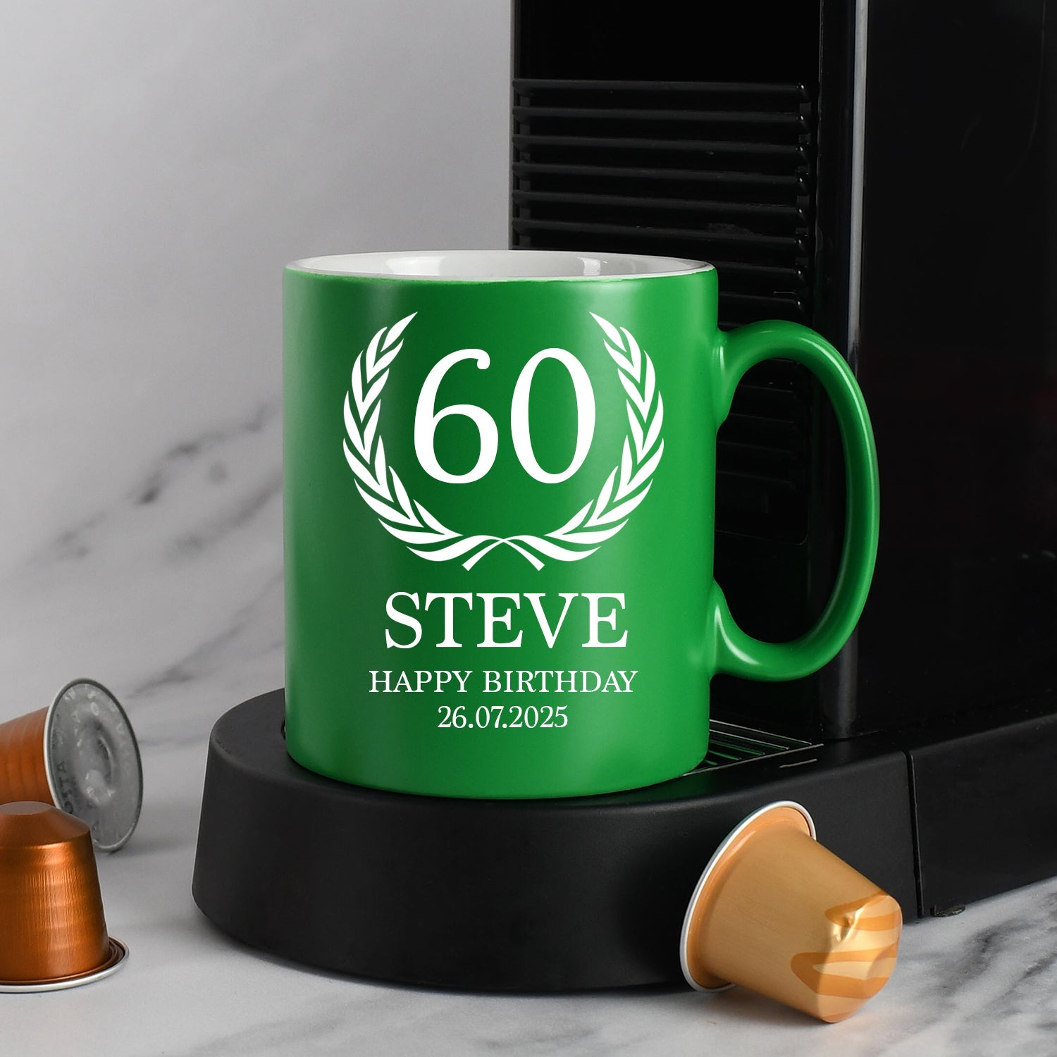 Personalised 60th Birthday Crest Mug - Green - Mugs