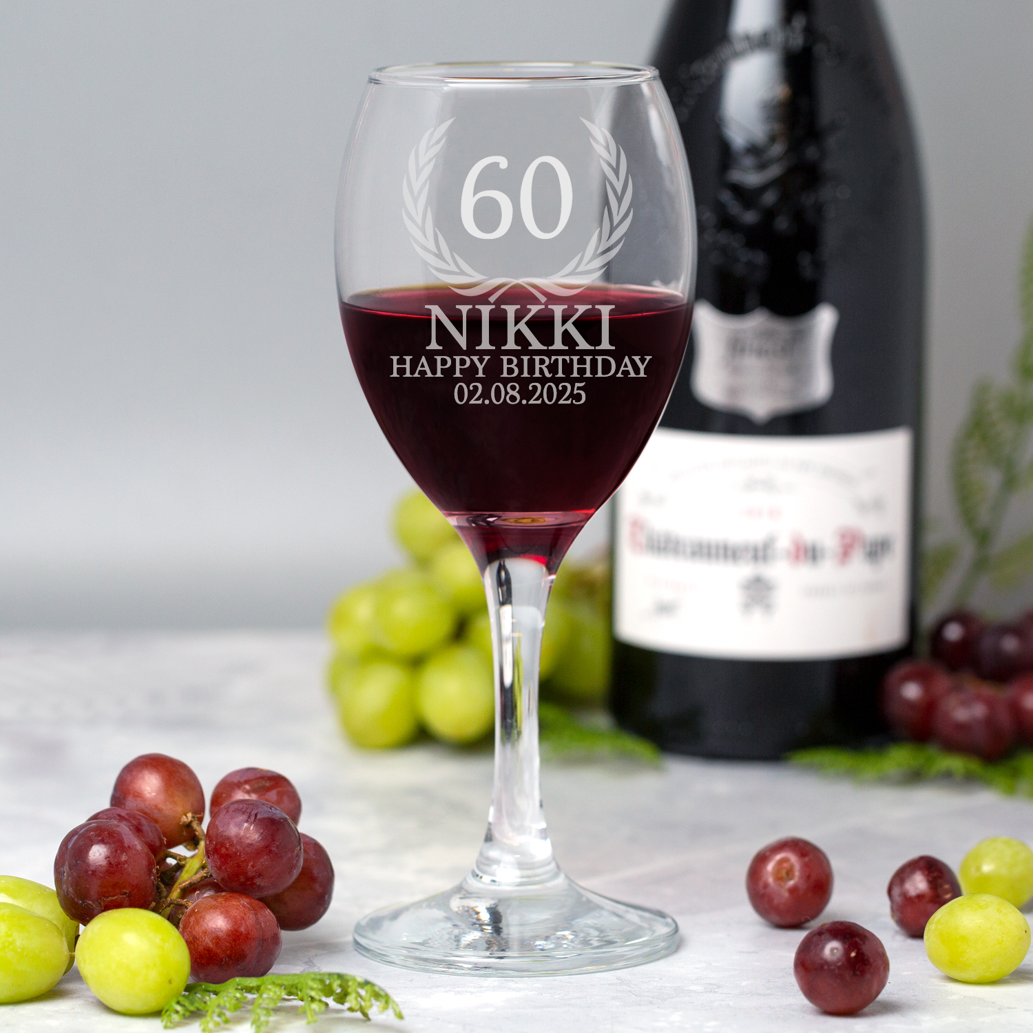Personalised 60th Birthday Crest Wine Glass - Wine Glasses