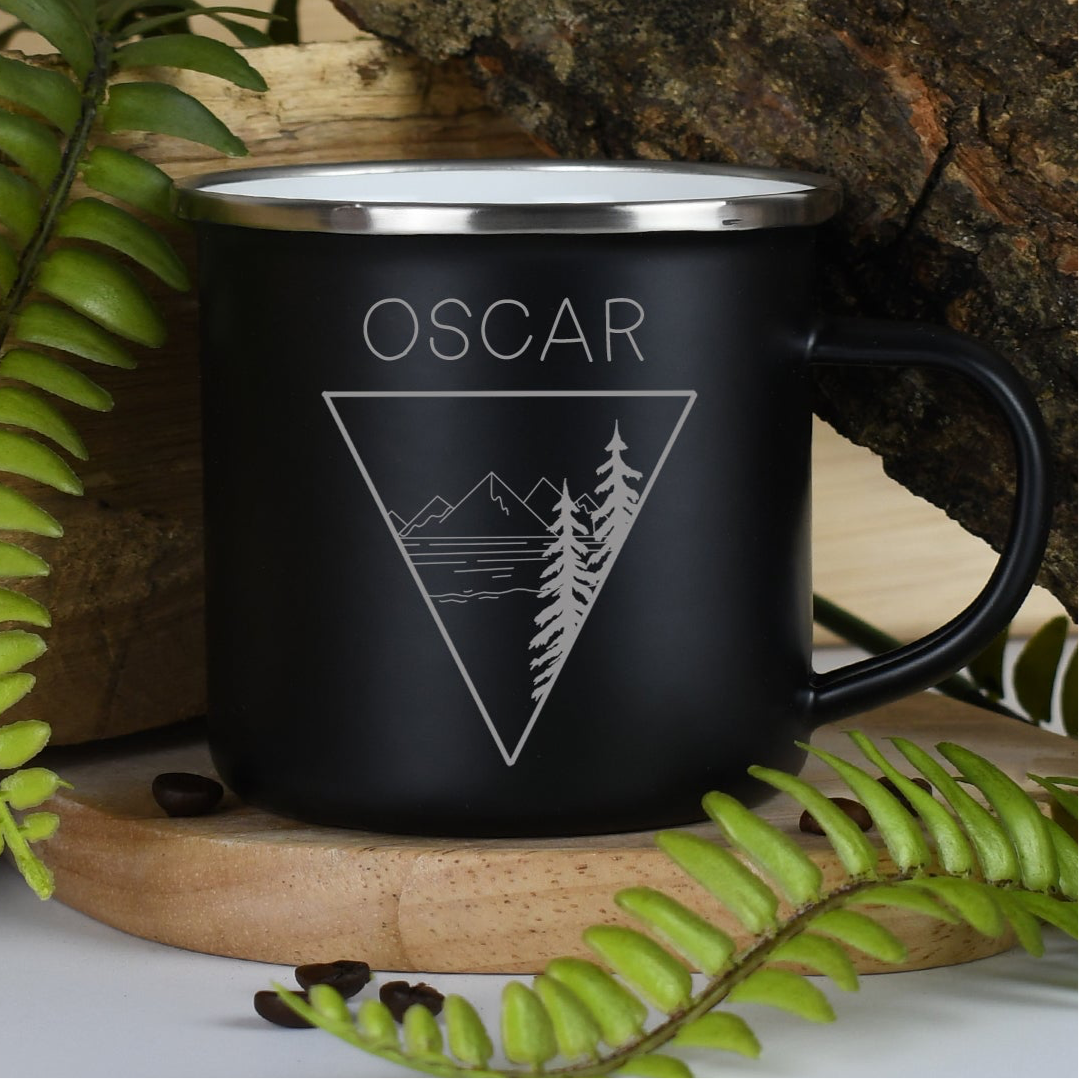 Personalised Mountain View Enamel Camping Mug - Mugs