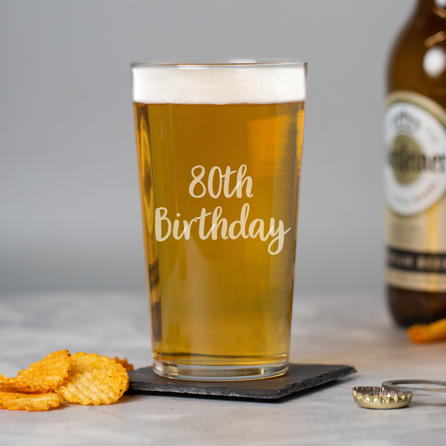 Engraved 80th Birthday Pint Glass - Beer Glasses