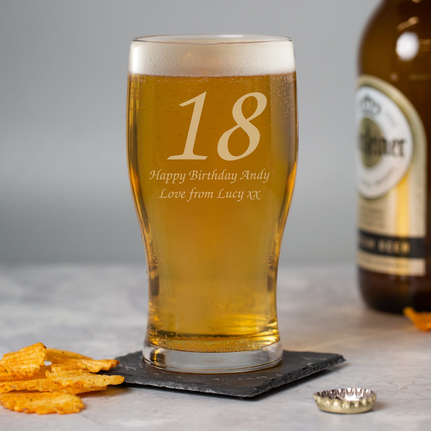 Personalised Birthday Age Tulip Pint Glass - Beer Glasses