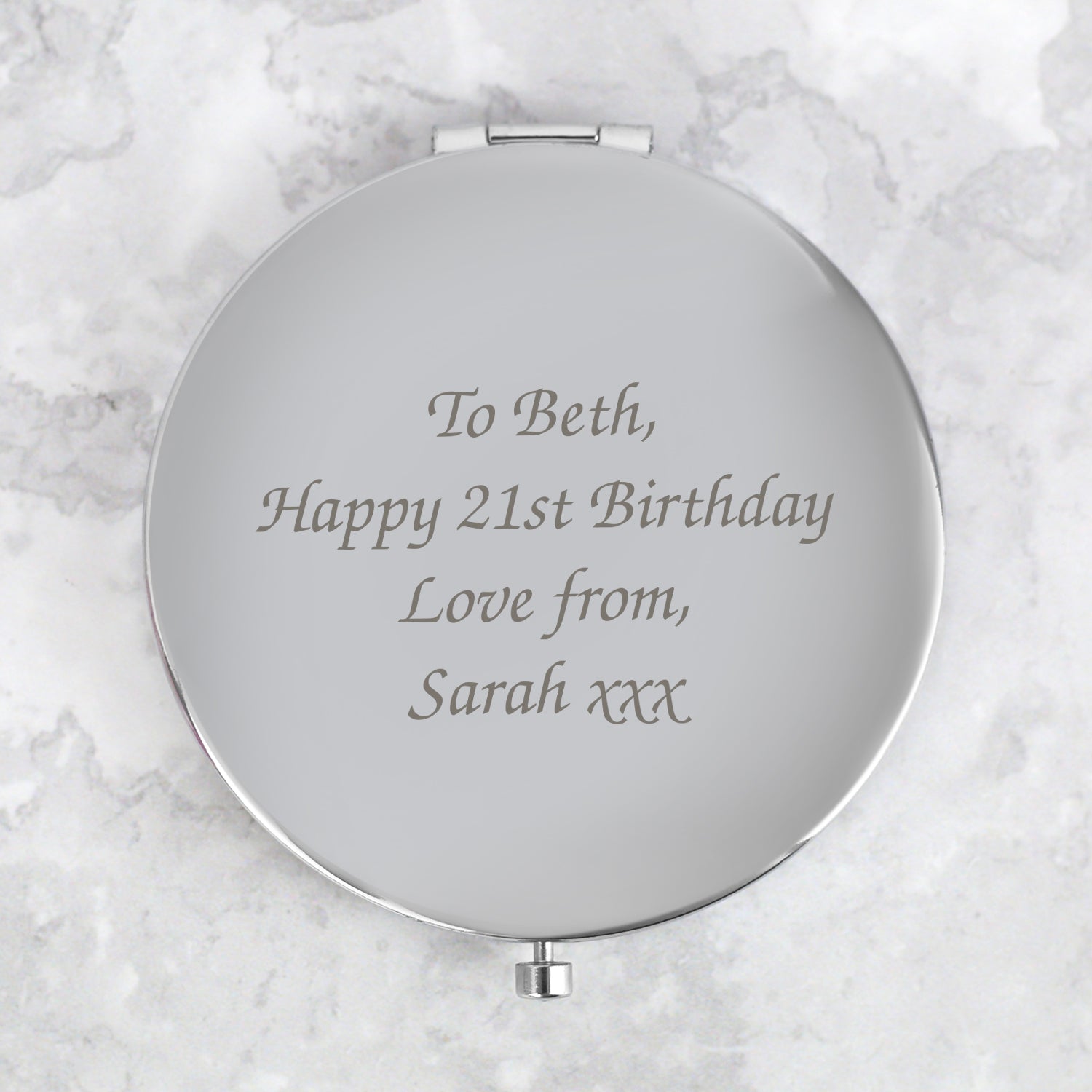 Personalised Message Silver Compact Mirror - Compact Mirror