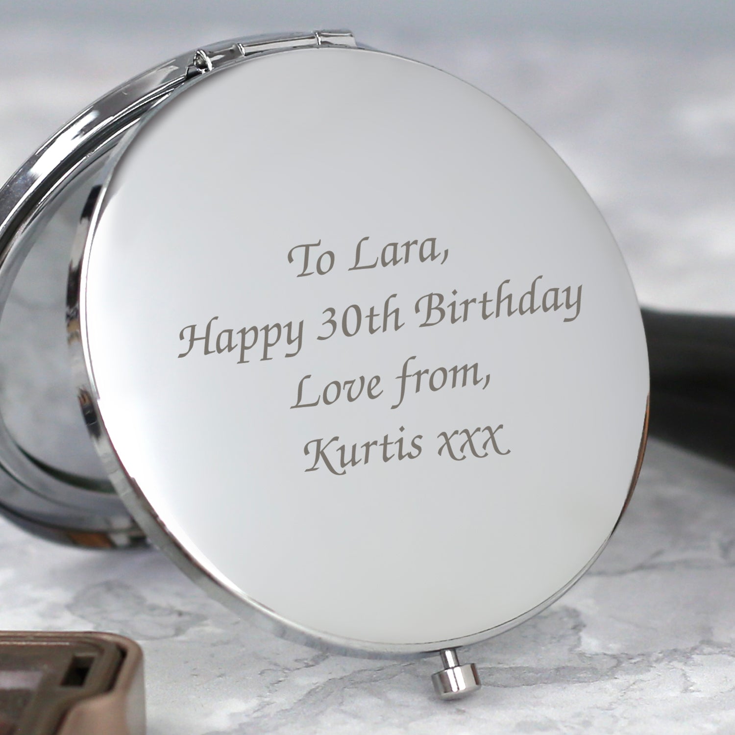 Personalised Message Silver Compact Mirror - Compact Mirror