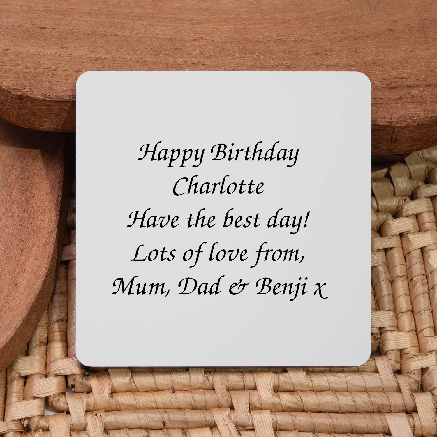 Personalised Any Message Square Coaster