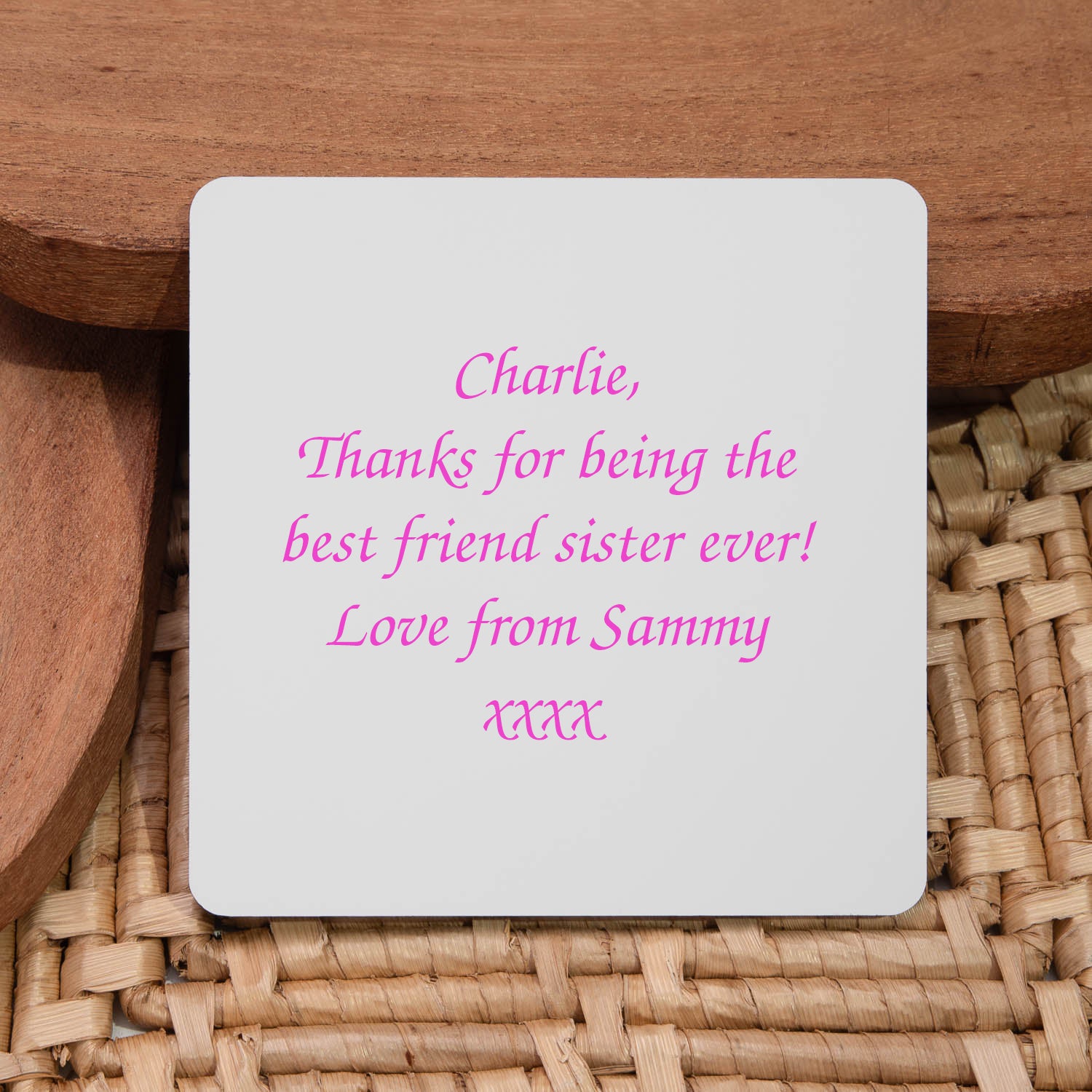 Personalised Any Message Square Coaster