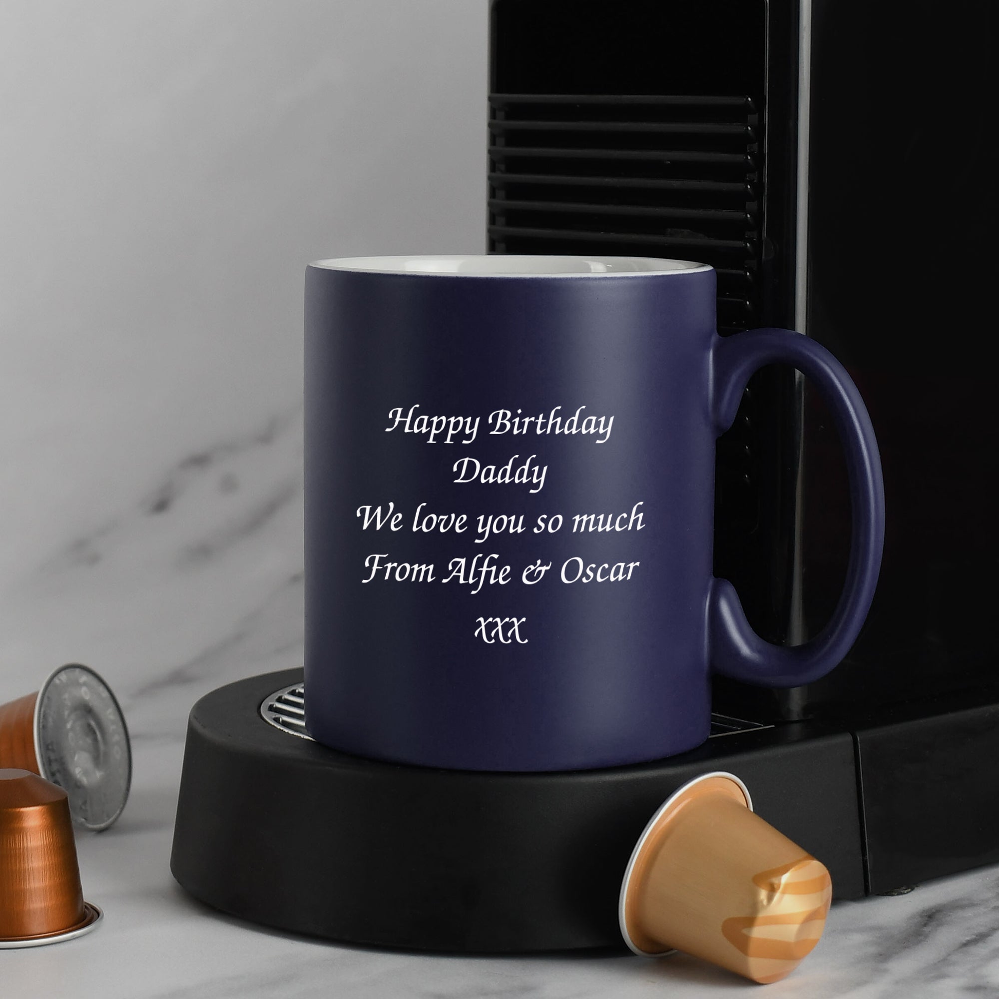 Personalised Any Message Mug - Dark Blue - Mugs