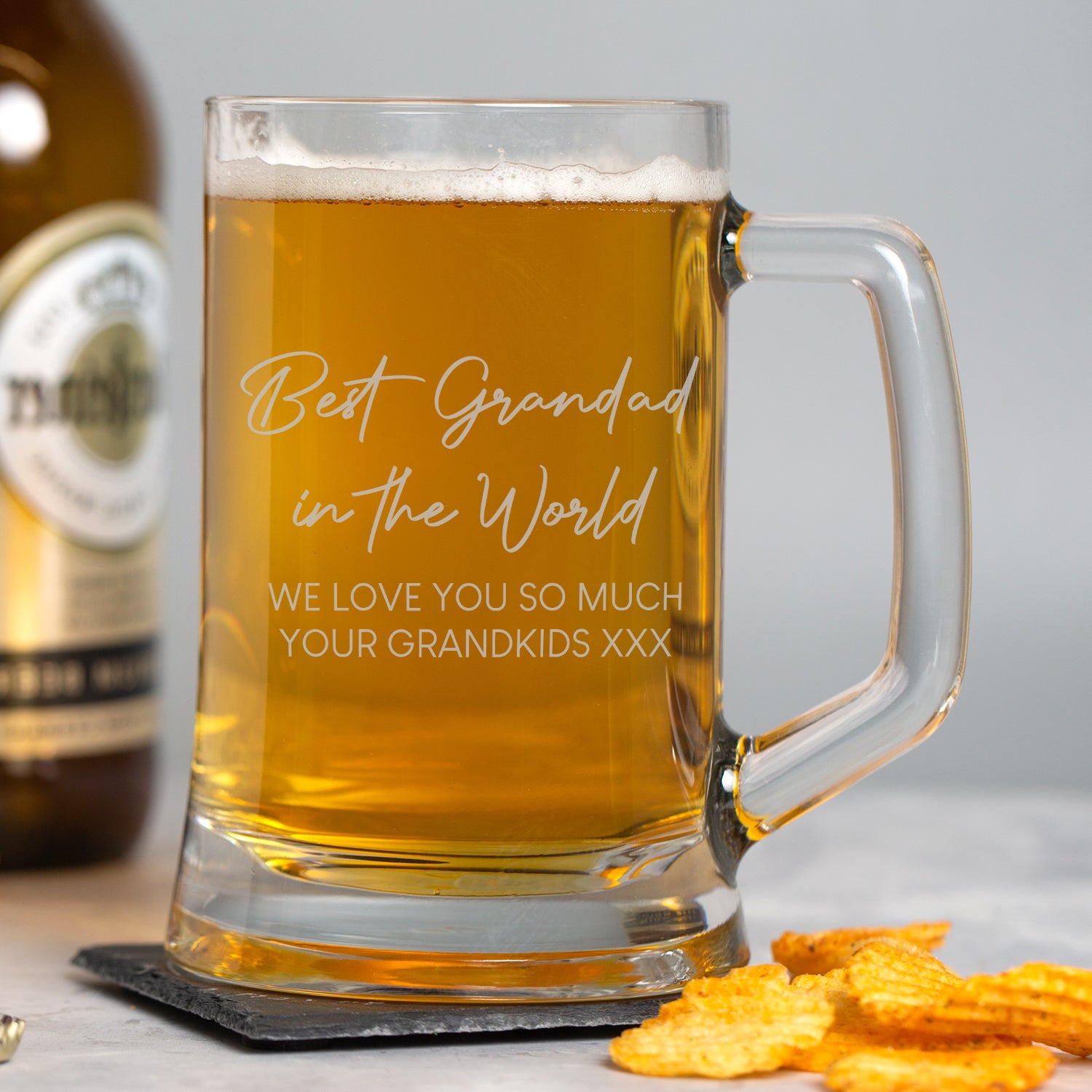 Personalised Best Grandad In The World Glass Pint Stern Tankard - Beer Glasses