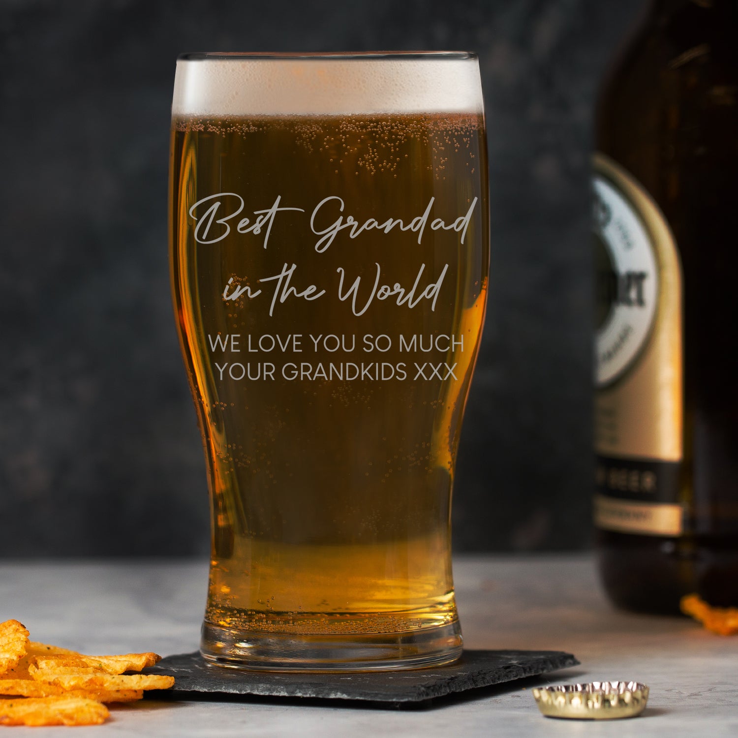 Personalised Best Grandad In The World Tulip Pint Glass - Beer Glasses