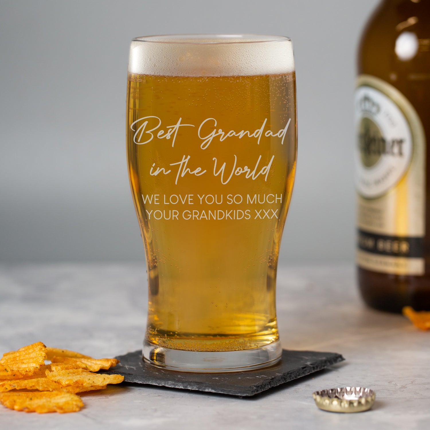 Personalised Best Grandad In The World Tulip Pint Glass - Beer Glasses