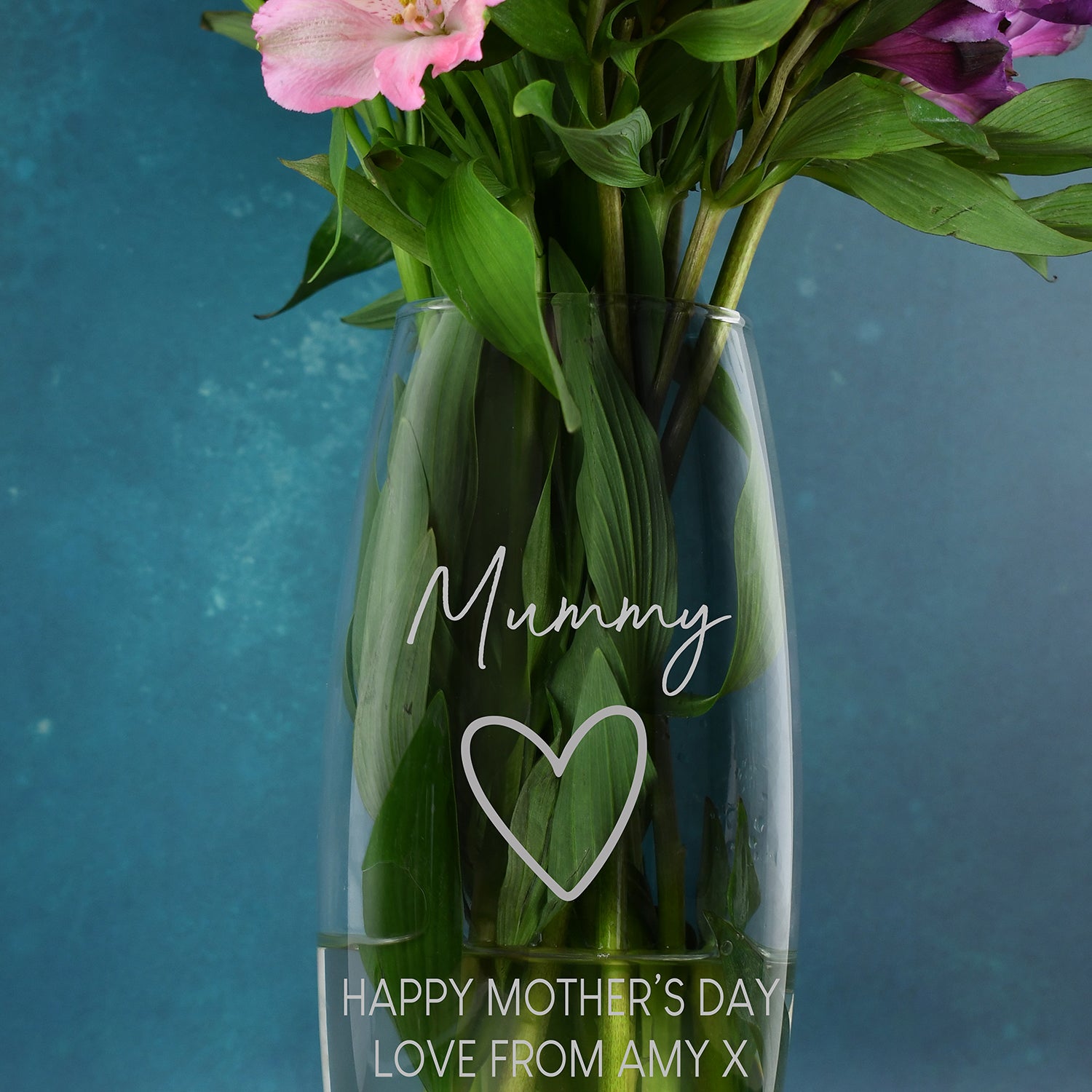 Personalised Heart Name & Message Glass Bullet Vase