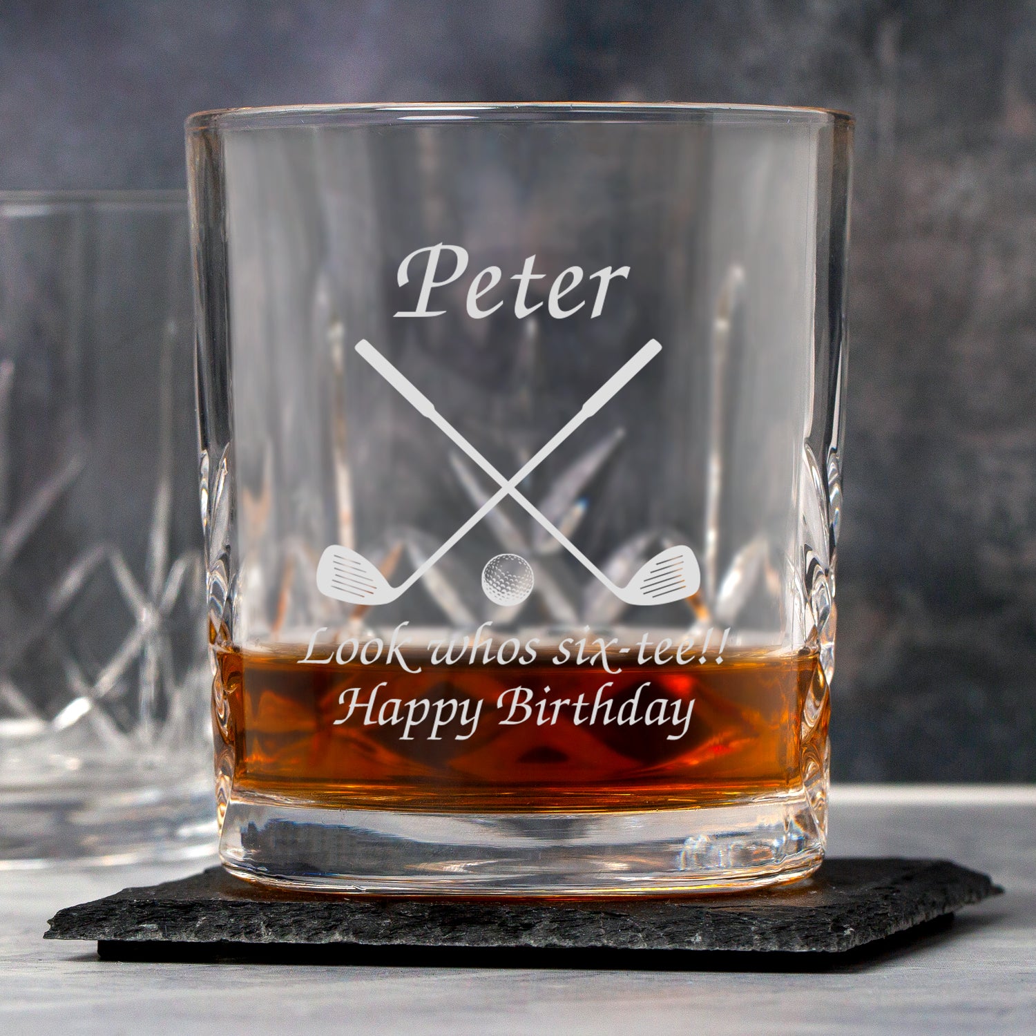 Personalised Golf & Clubs Crystal Glass Tumbler - Glass Tumblers