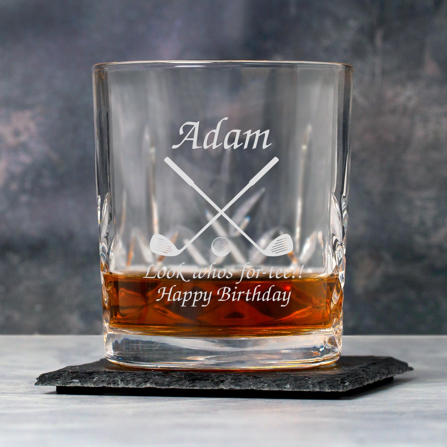 Personalised Golf & Clubs Crystal Glass Tumbler - Glass Tumblers