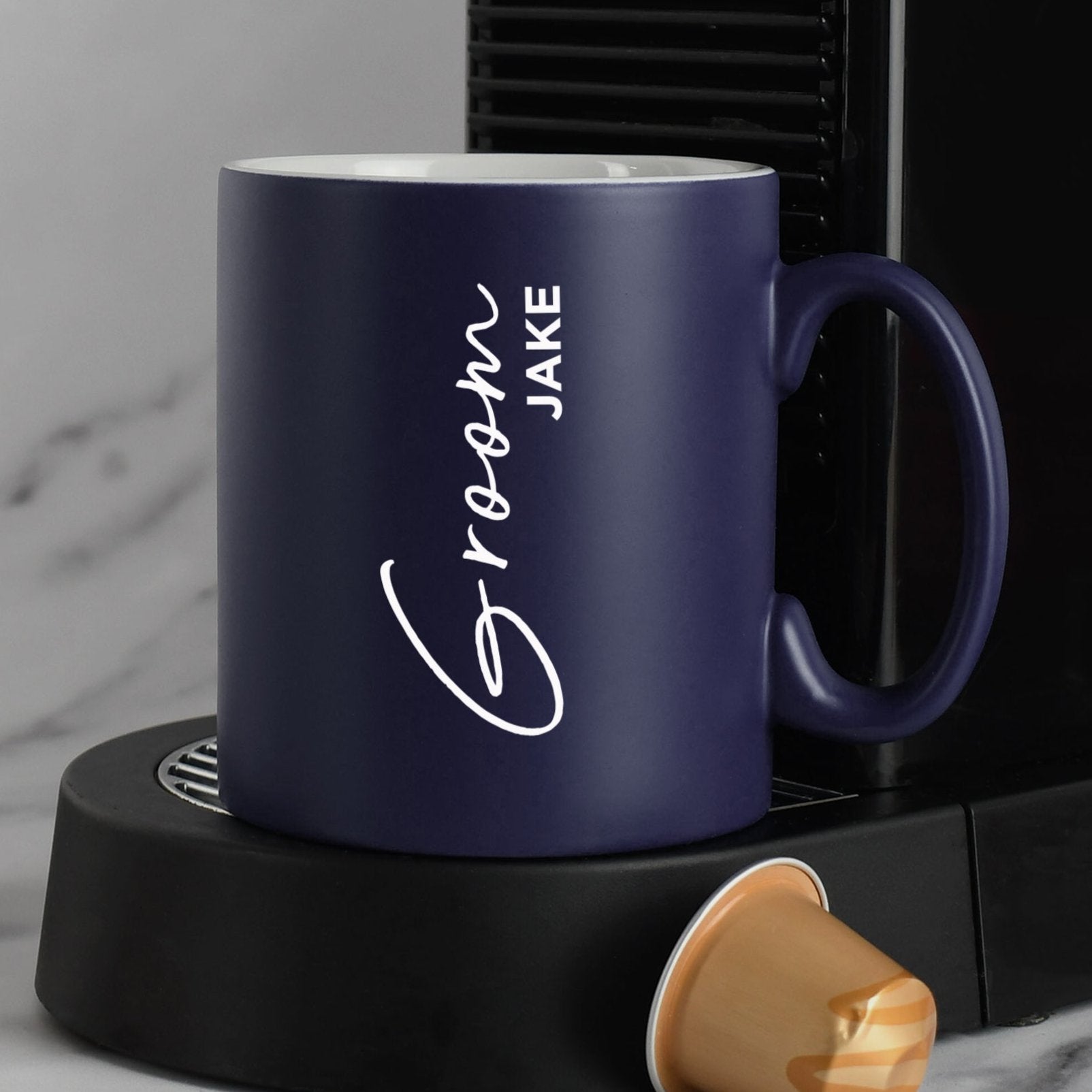 Personalised Groom Wedding Mug - Dark Blue - Mugs