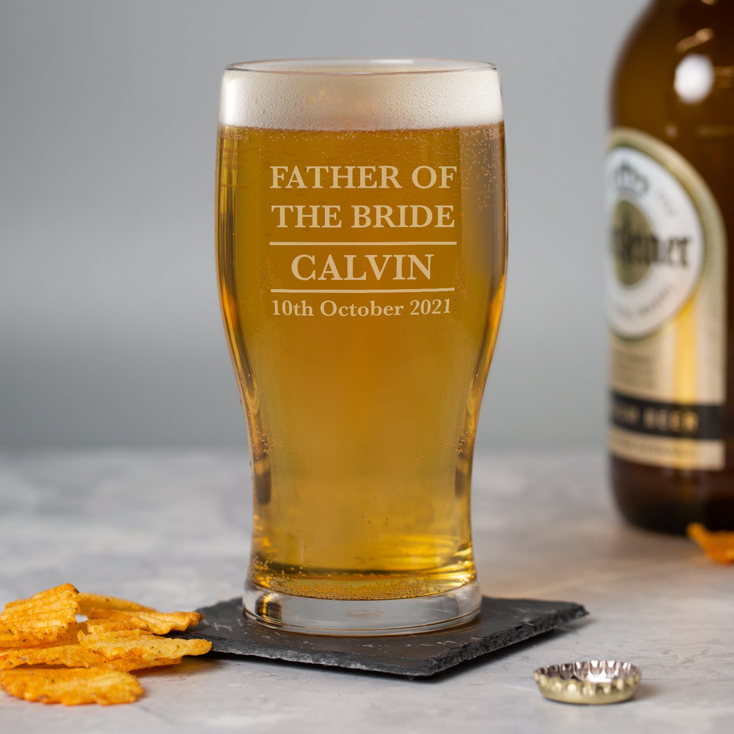 Personalised Father of the Bride Tulip Pint Glass - Beer Glasses