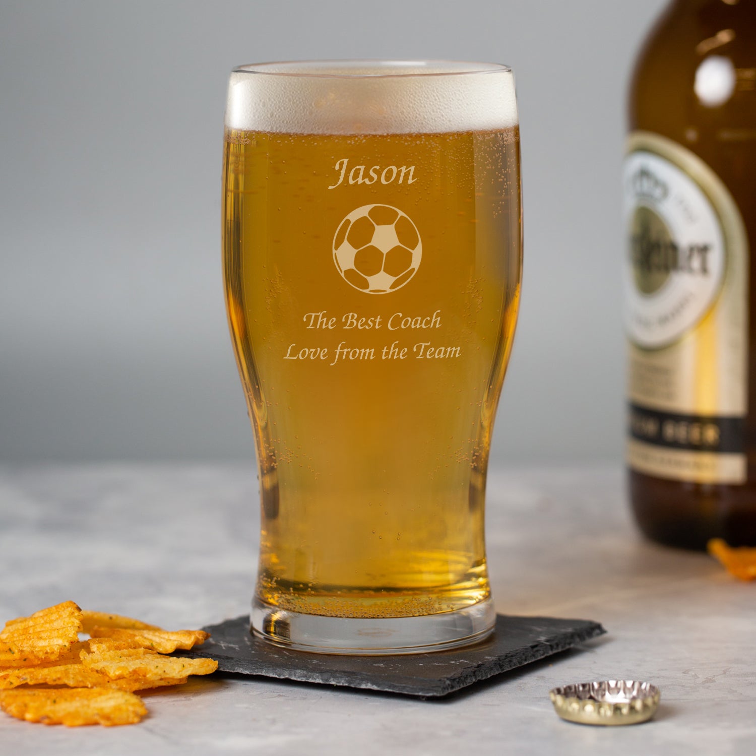 Personalised Football Tulip Pint Glass - Beer Glasses