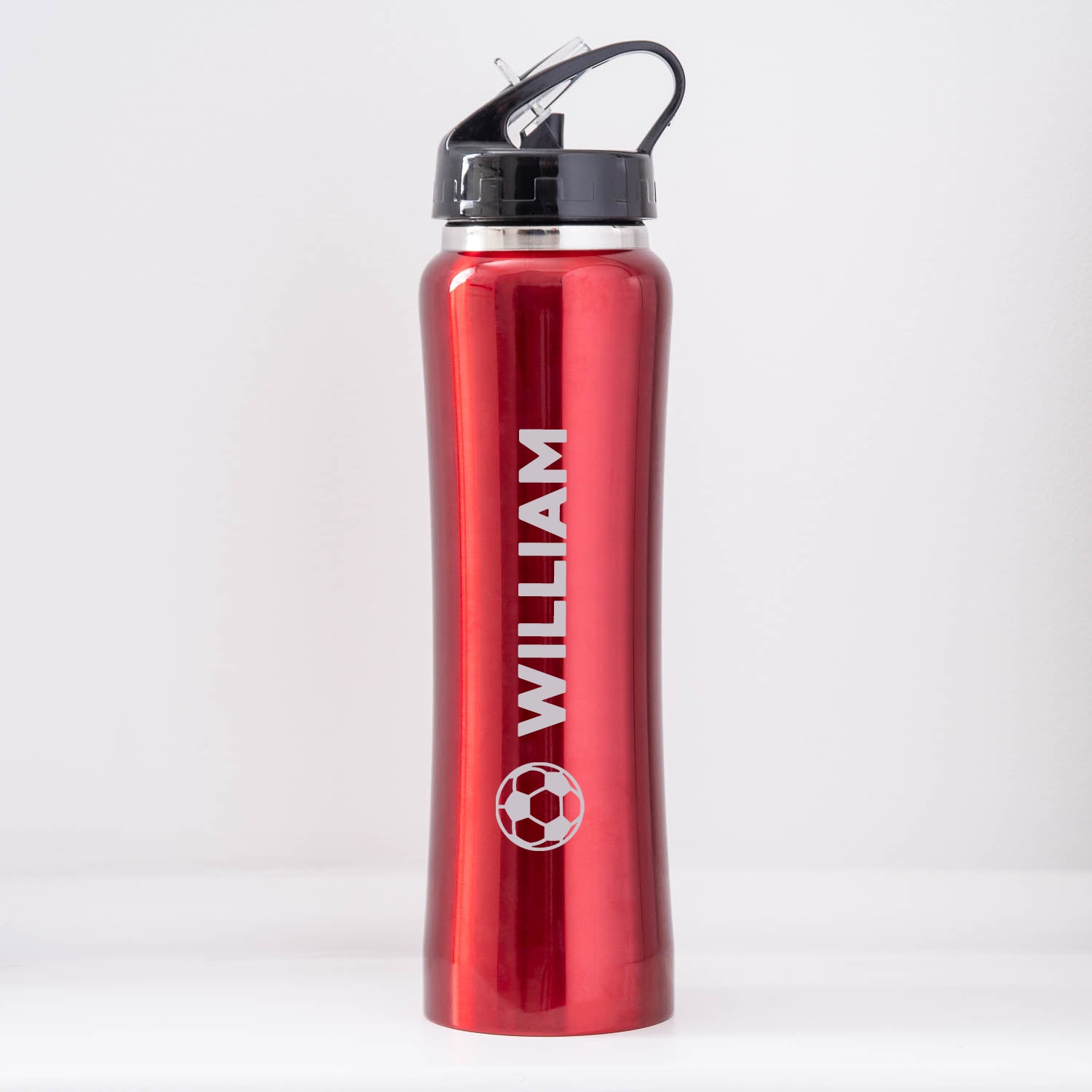Personalised Football Sports Style Thermos Water Bottle - Red - Thermos Water Bottles