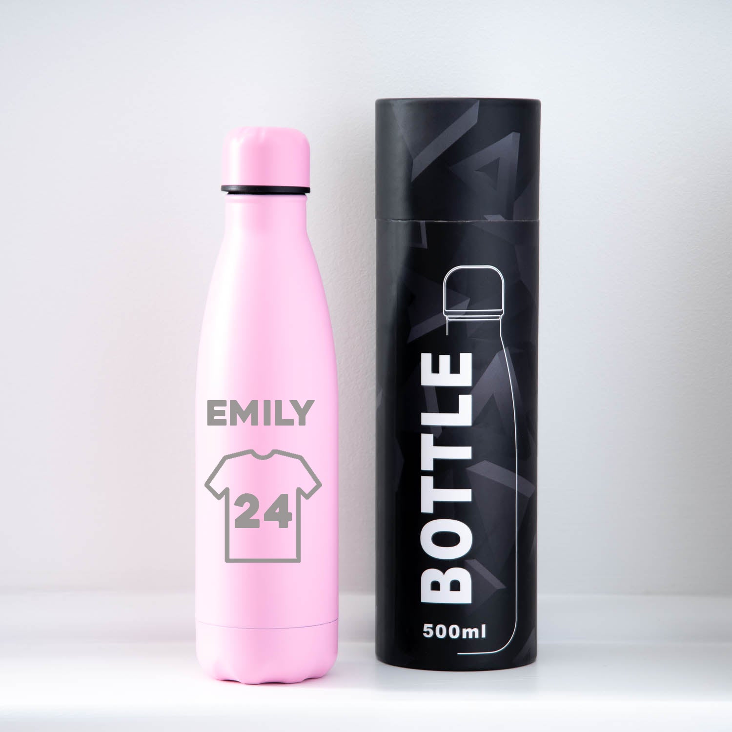 Personalised Football Shirt Thermos Water Bottle - Free Cardboard Box / Light Pink - Thermos Water Bottles