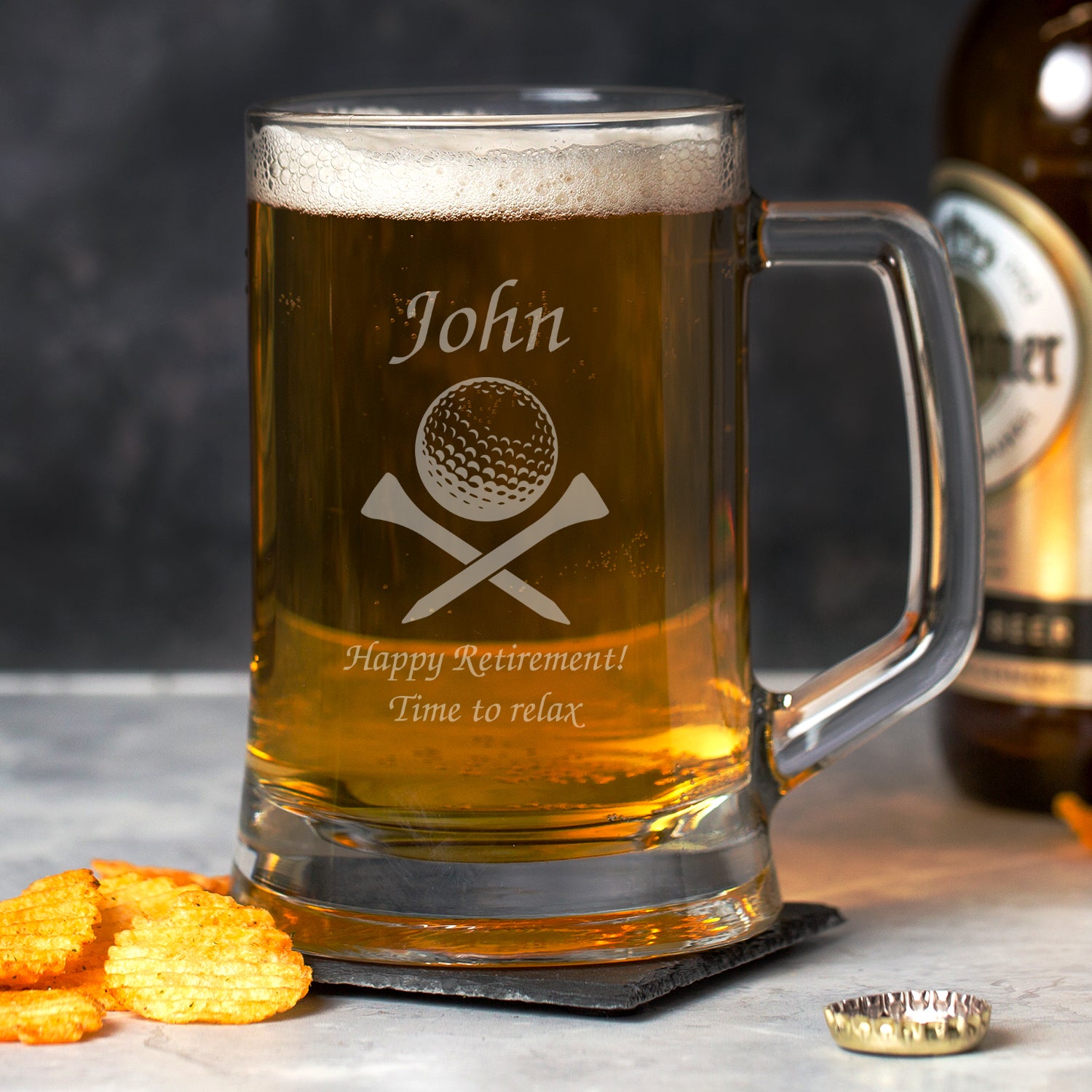 Personalised Golf & Tees Glass Pint Stern Tankard - Beer Glasses