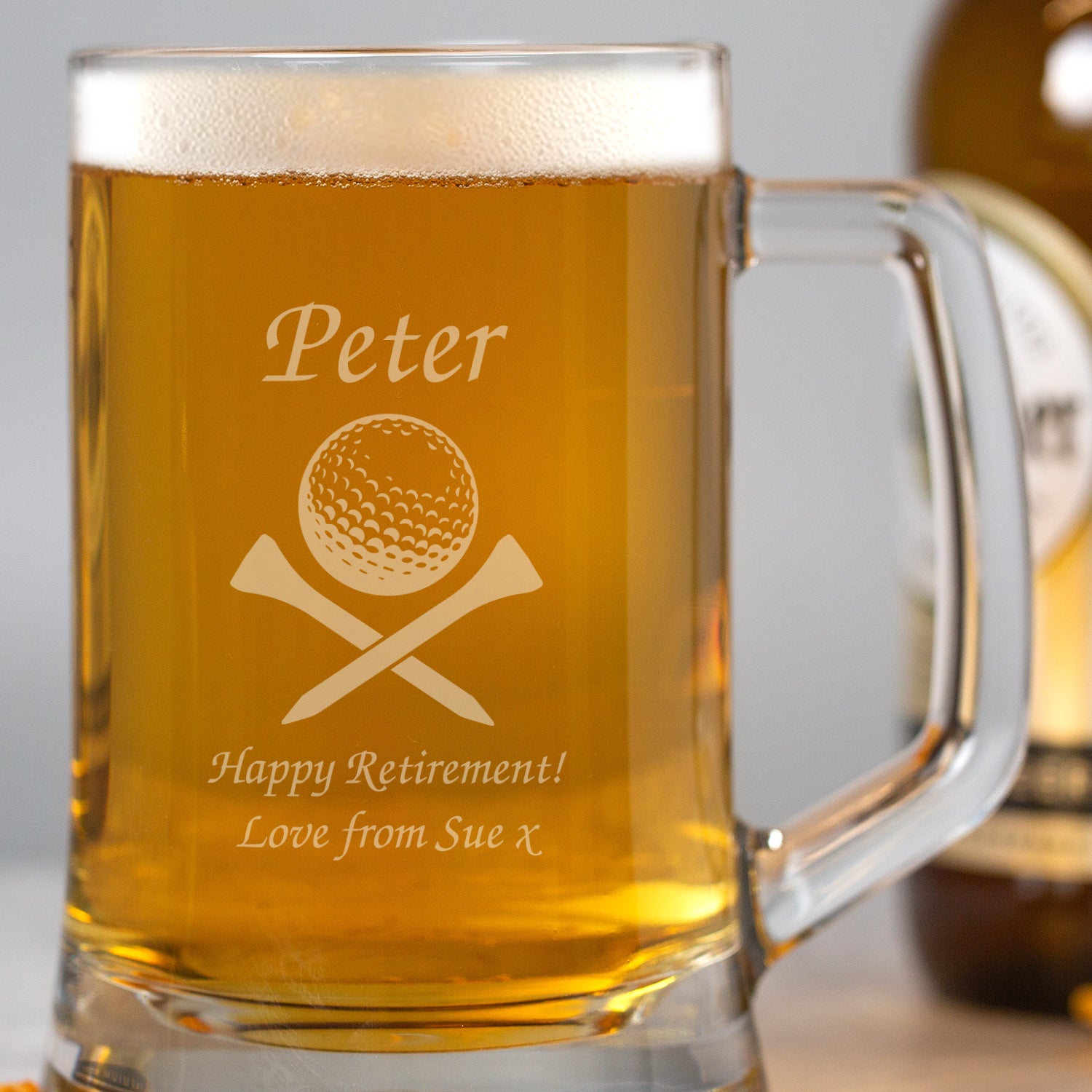 Personalised Golf & Tees Glass Pint Stern Tankard - Beer Glasses