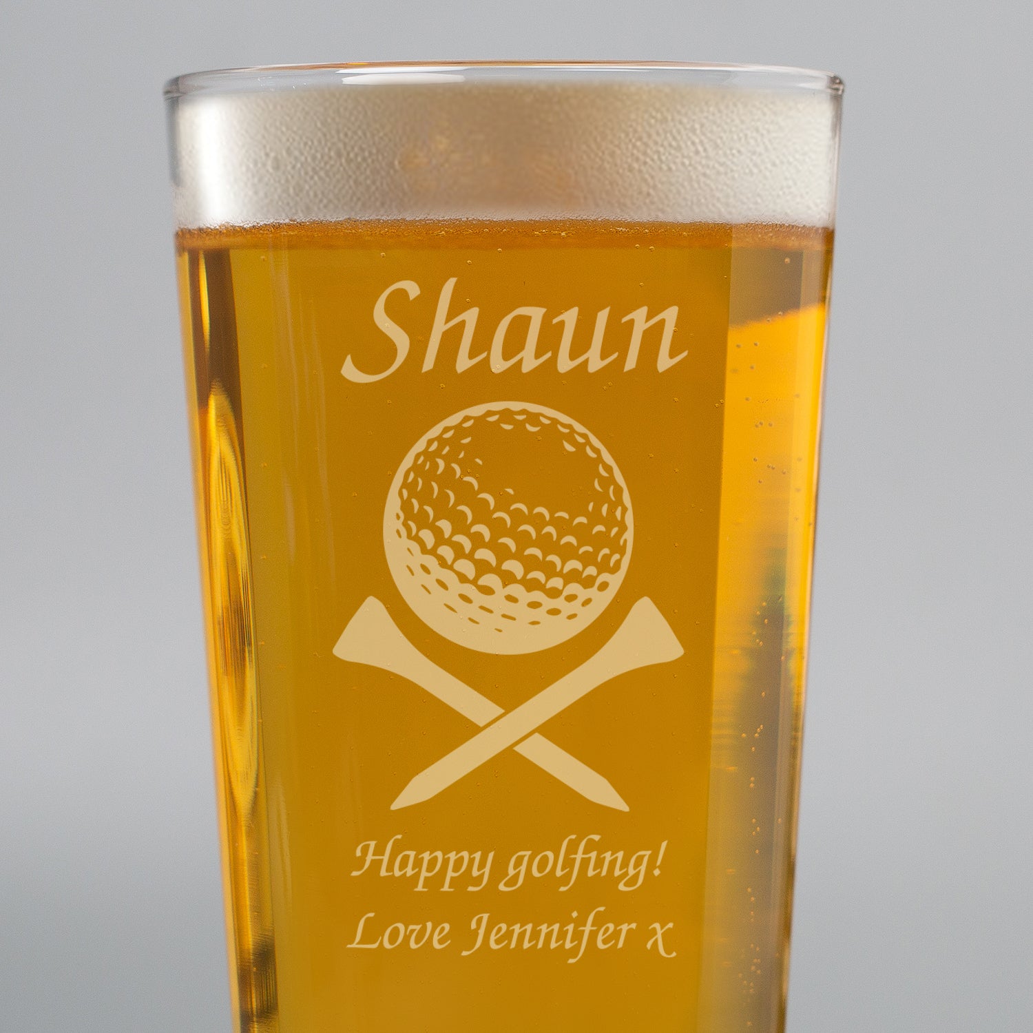 Personalised Golf & Tees Pint Glass - Beer Glasses