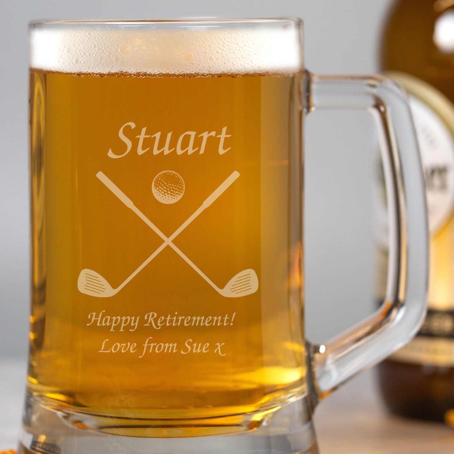 Personalised Golf & Clubs Glass Pint Stern Tankard - Beer Glasses