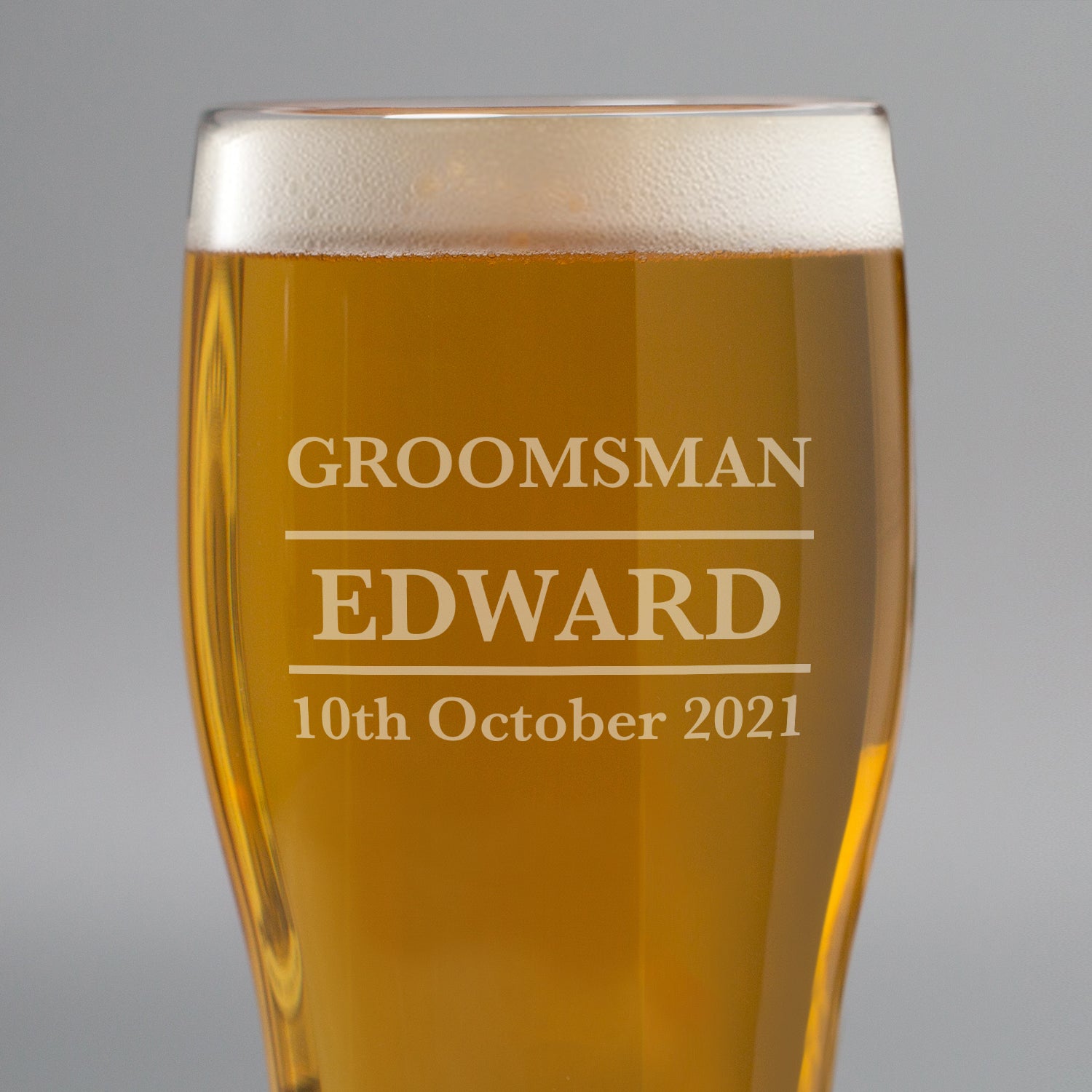 Personalised Groomsman Tulip Pint Glass - Beer Glasses