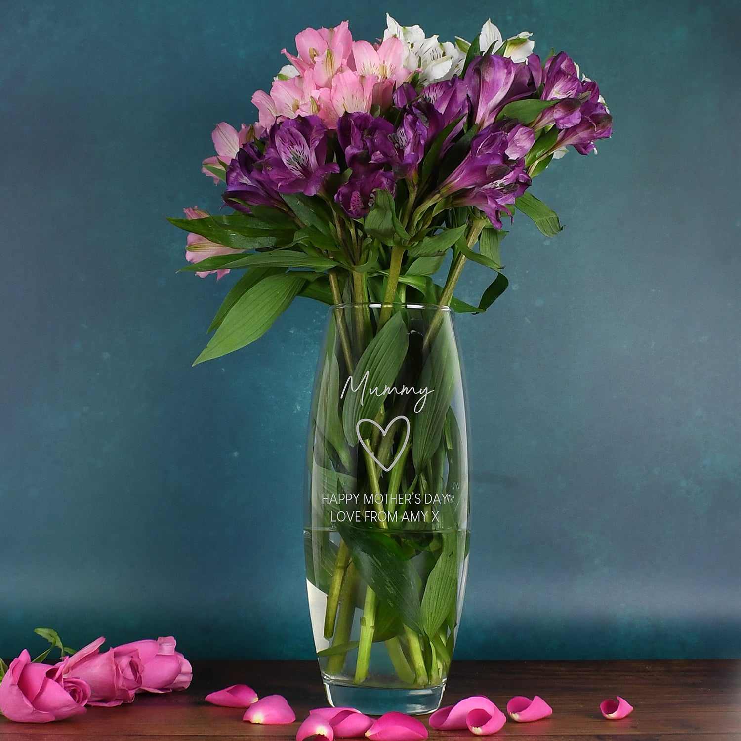 Personalised Heart Name & Message Glass Bullet Vase