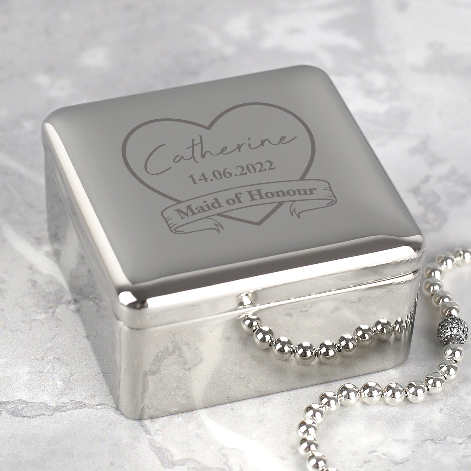 Personalised Maid of Honour Wedding Square Trinket Box - Trinket Box