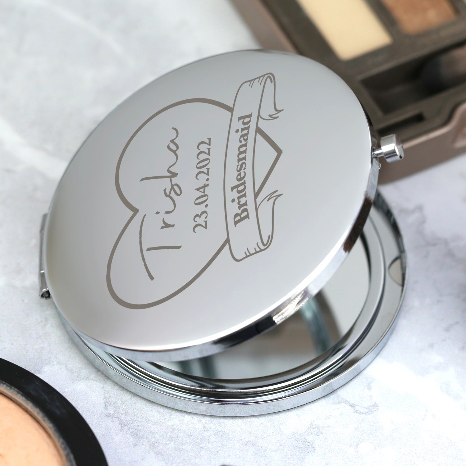 Personalised Bridesmaid Silver Compact Mirror - Compact Mirror