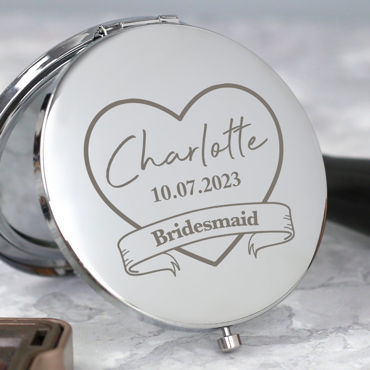 Personalised Bridesmaid Silver Compact Mirror - Compact Mirror