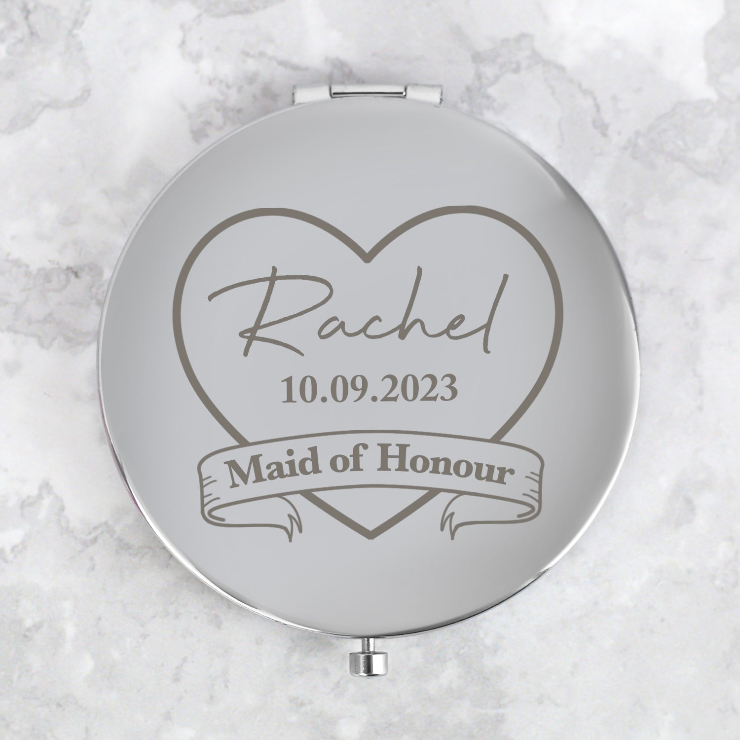 Personalised Maid Of Honour Silver Compact Mirror - Compact Mirror