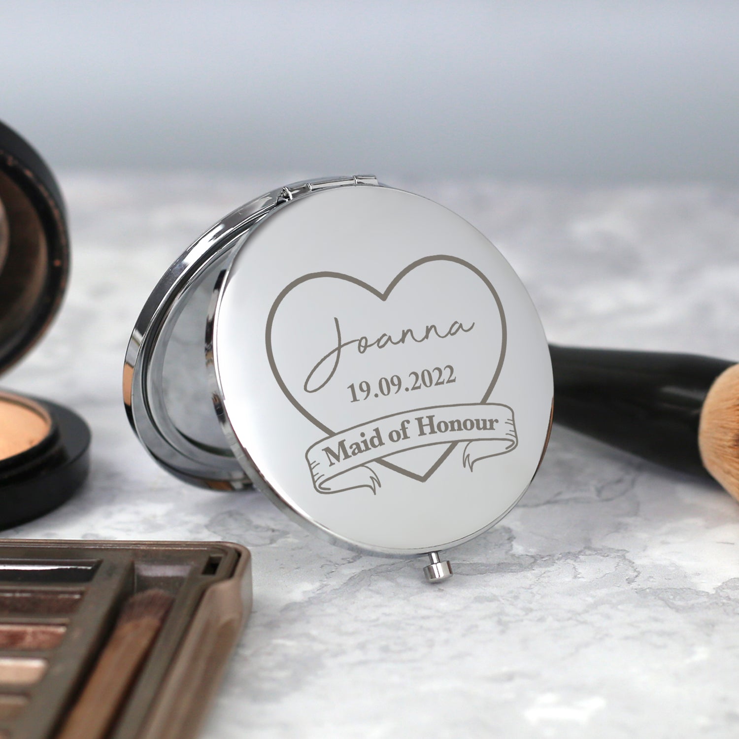 Personalised Maid Of Honour Silver Compact Mirror - Compact Mirror
