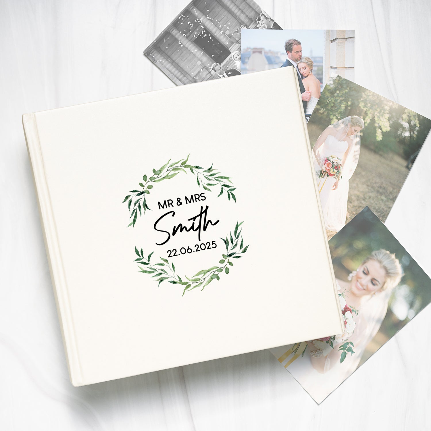 Personalised Ivory Mr & Mrs Wreath Photo Album - Photo Album