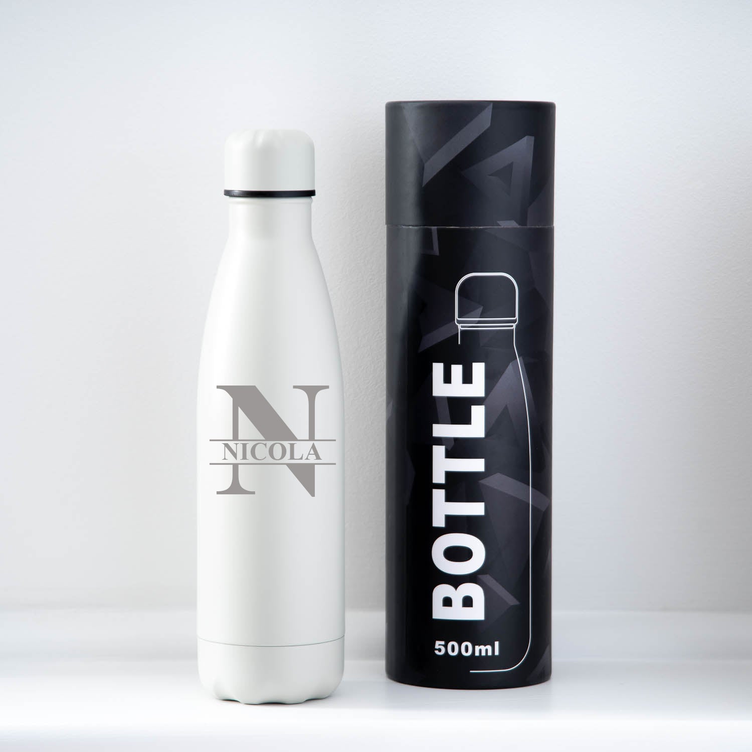 Personalised Initial & Name Thermos Water Bottle | Engraved Insulated - Yes / Grey - Thermos Water Bottles