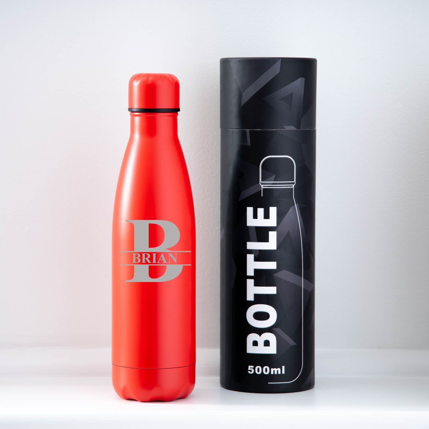 Personalised Initial & Name Thermos Water Bottle | Engraved Insulated - Yes / Red - Thermos Water Bottles