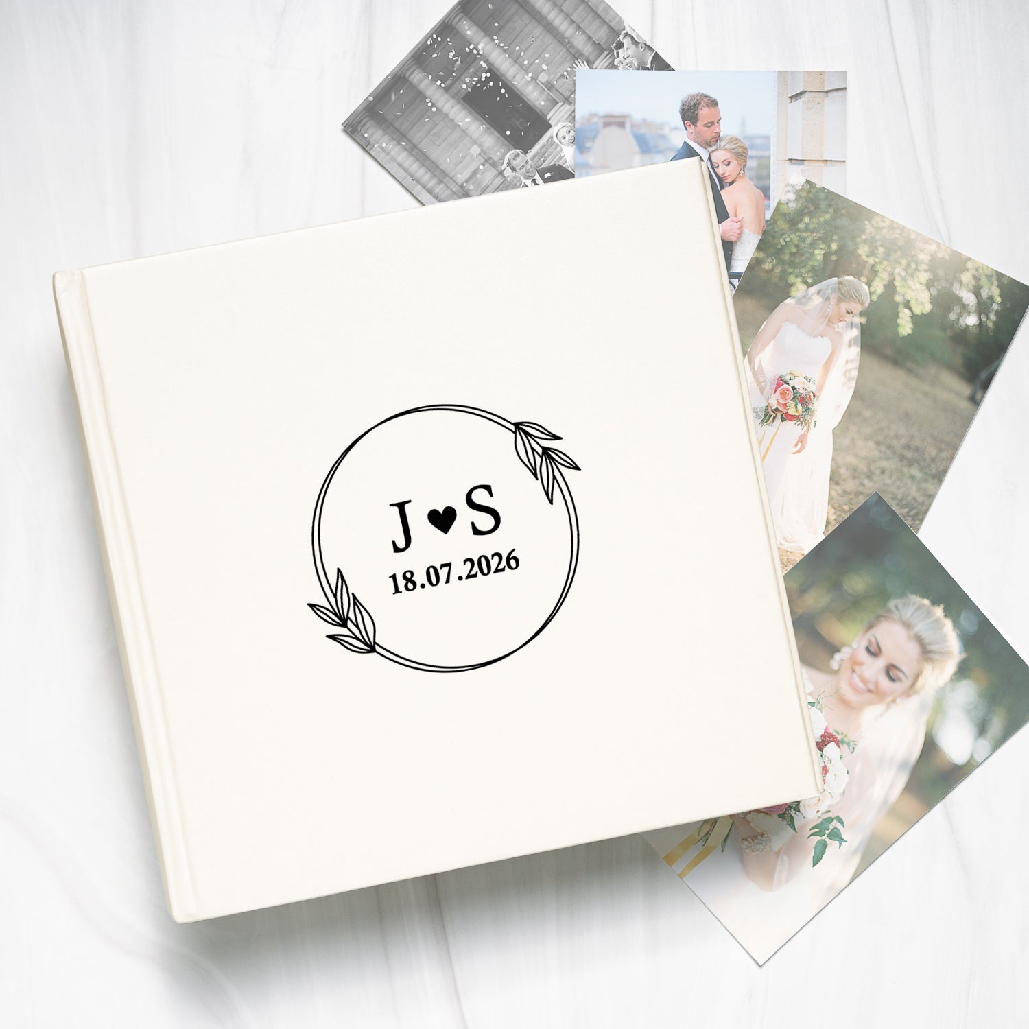 Personalised Ivory Monogram Wreath Photo Album - Photo Album