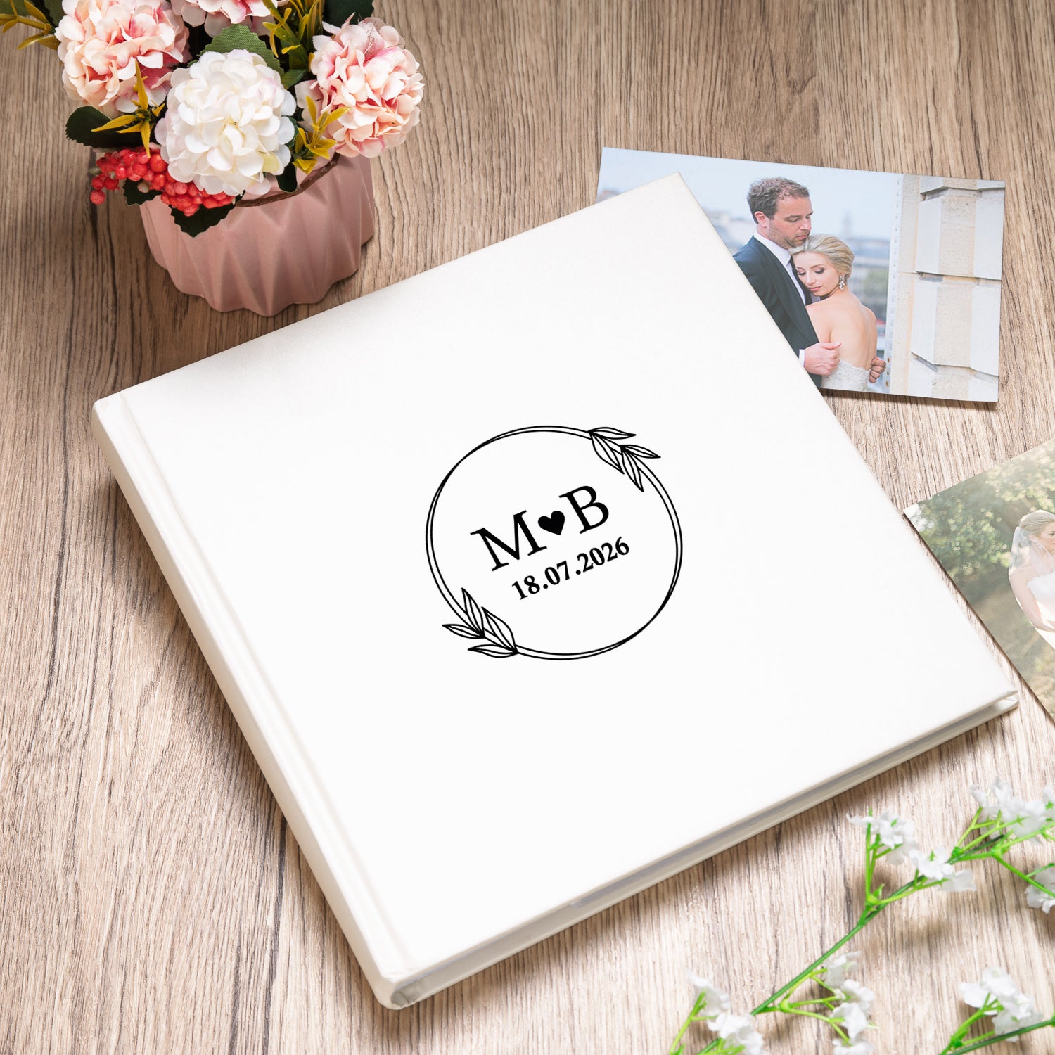 Personalised Ivory Monogram Wreath Photo Album - Photo Album