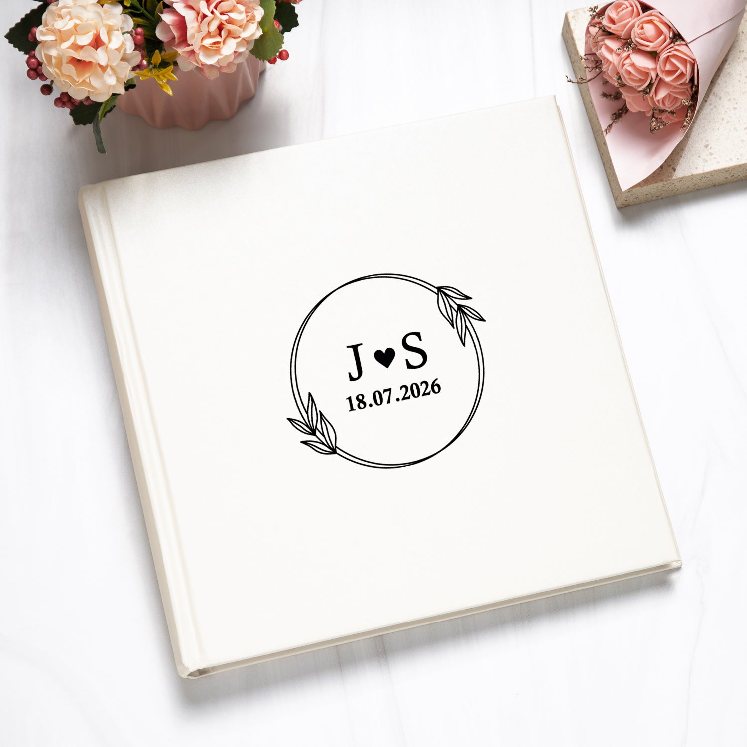 Personalised Ivory Monogram Wreath Photo Album - Photo Album