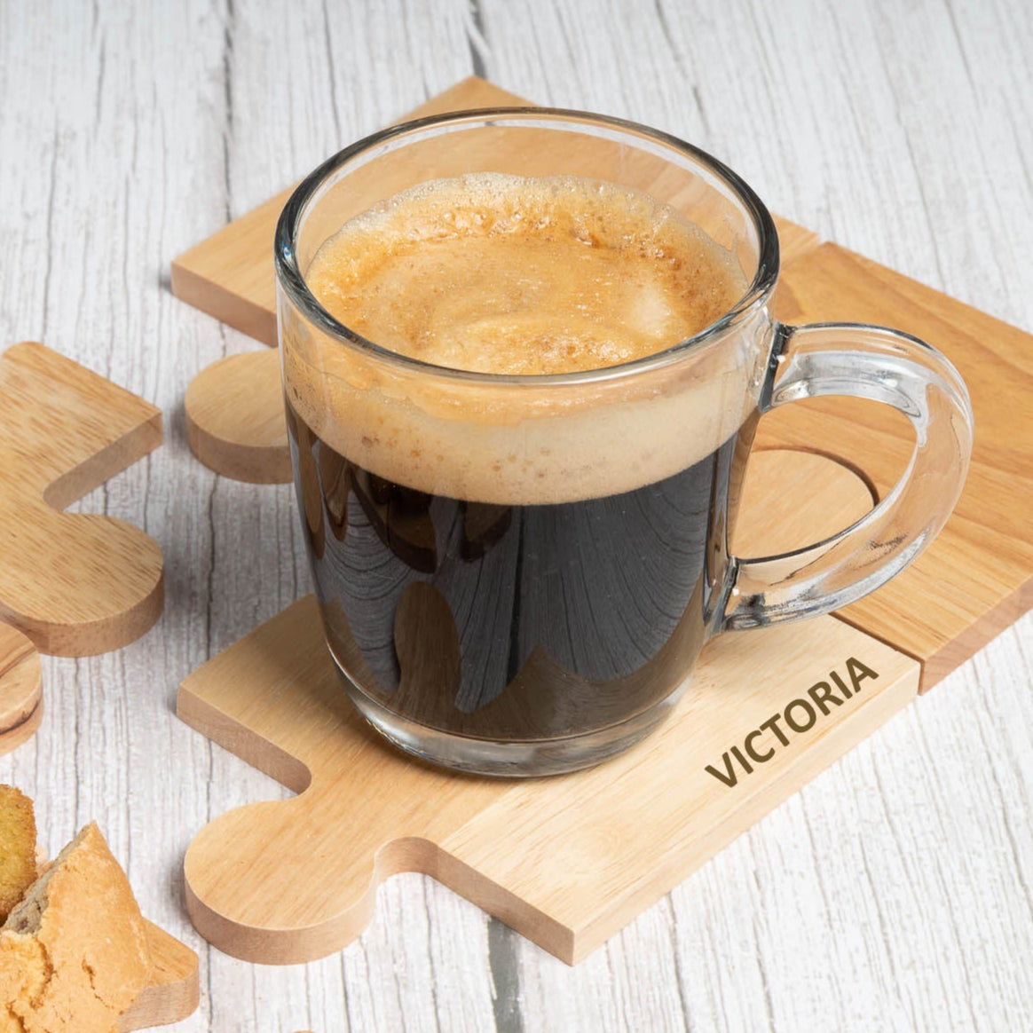 Personalised Name Wooden Jigsaw Coaster Set