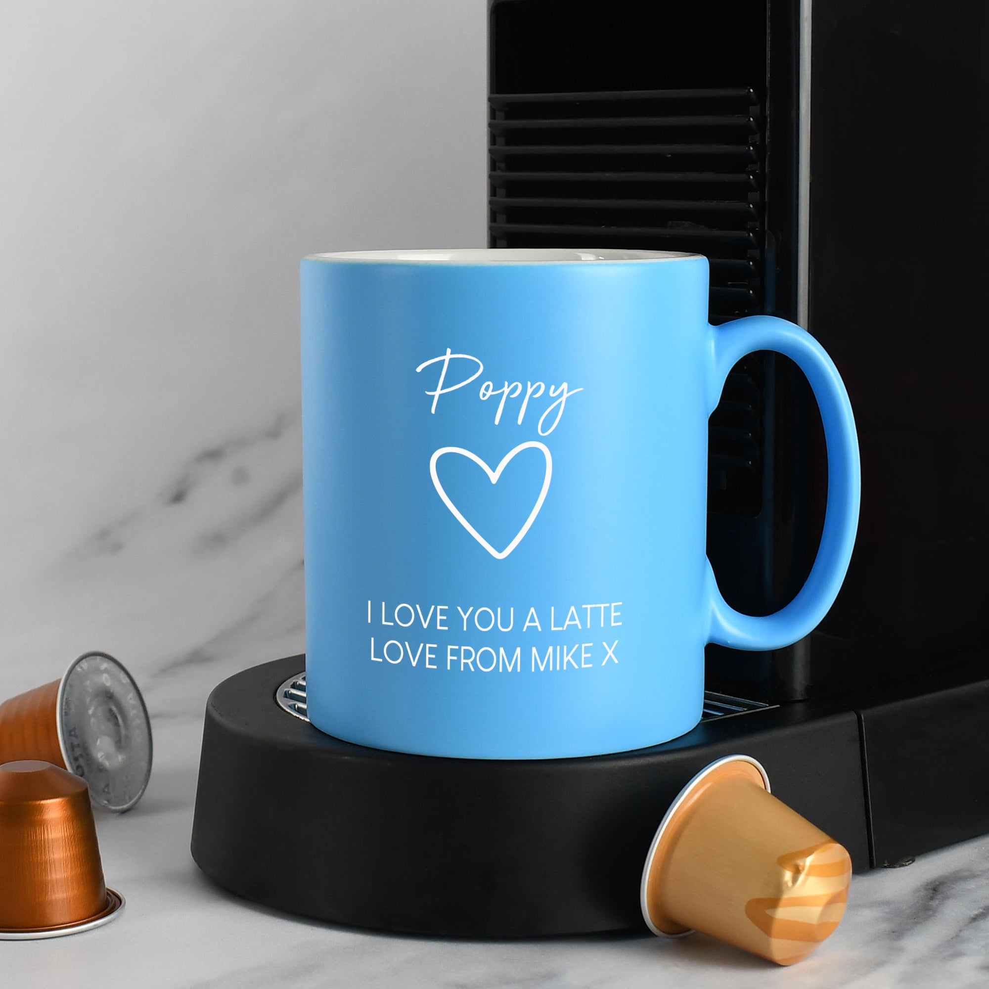 Personalised Heart Name & Message Mug - Light Blue - Mugs