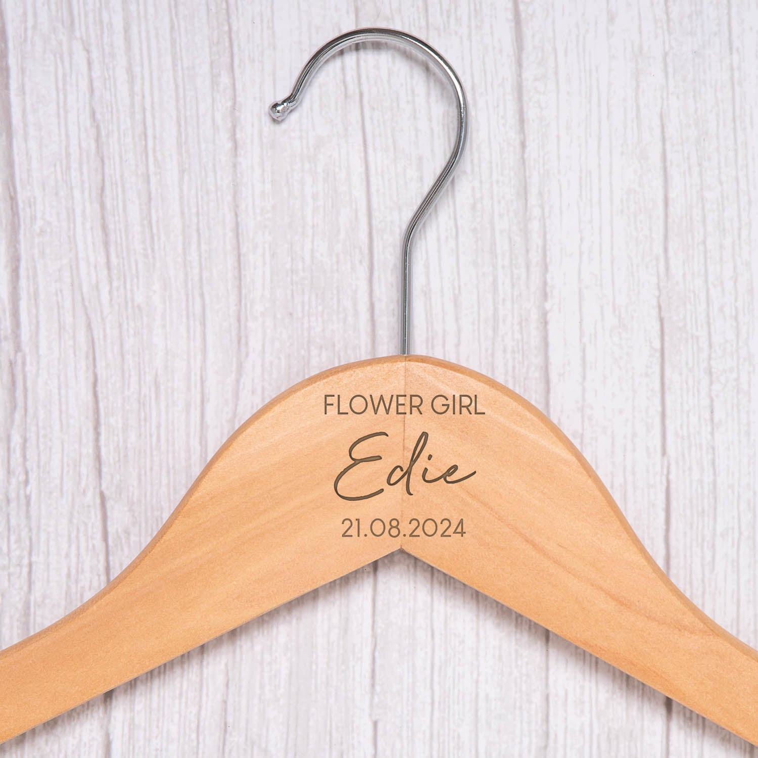 Personalised Womens Large Name Natural Wood Wedding Hangers