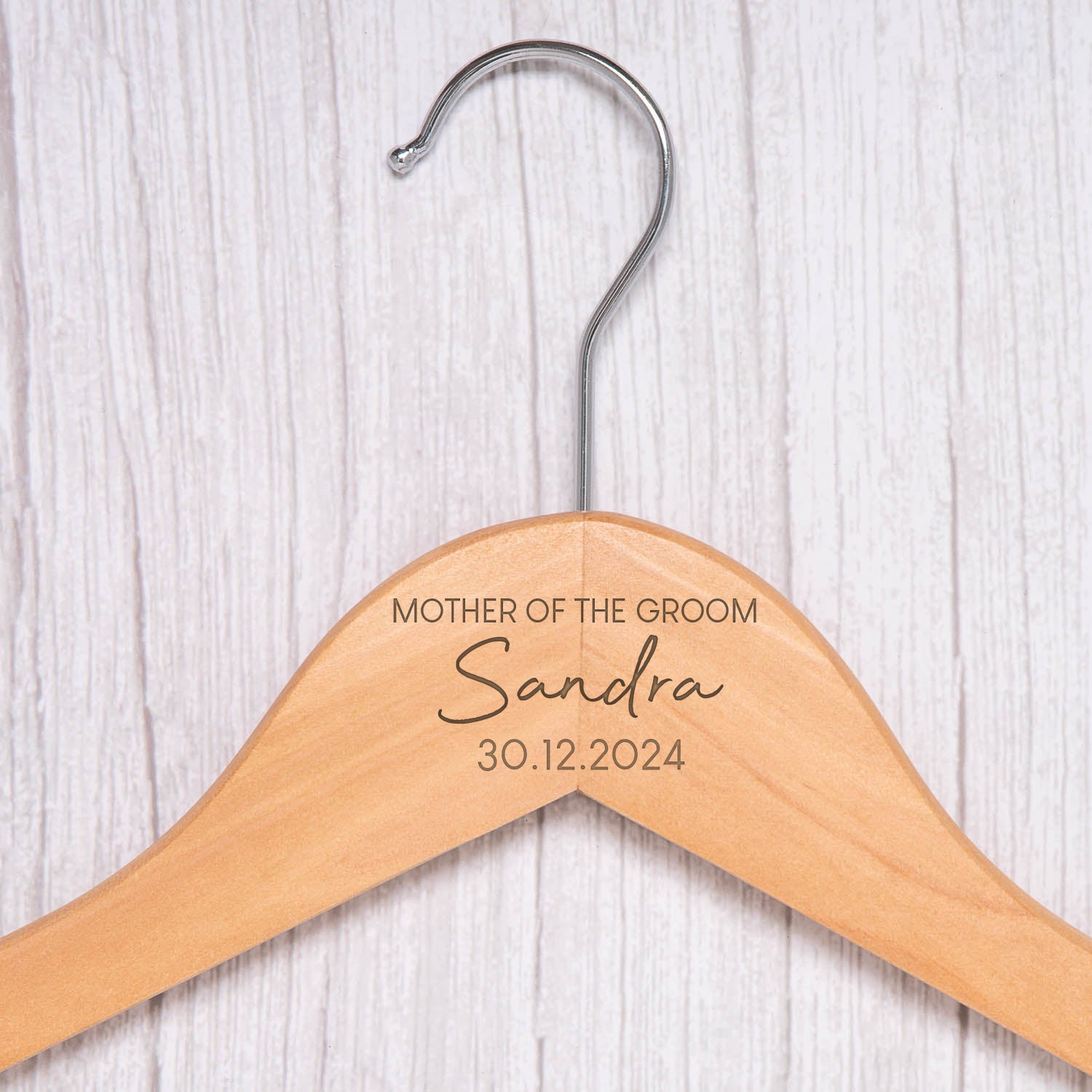 Personalised Womens Large Name Natural Wood Wedding Hangers