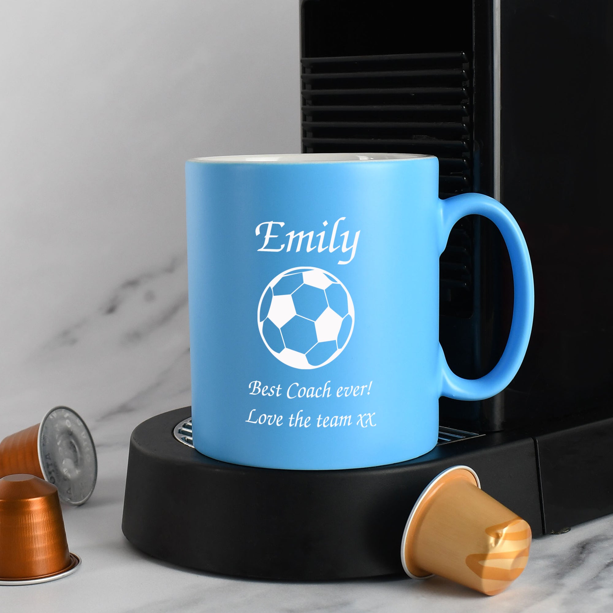 Personalised Football Mug - Light Blue