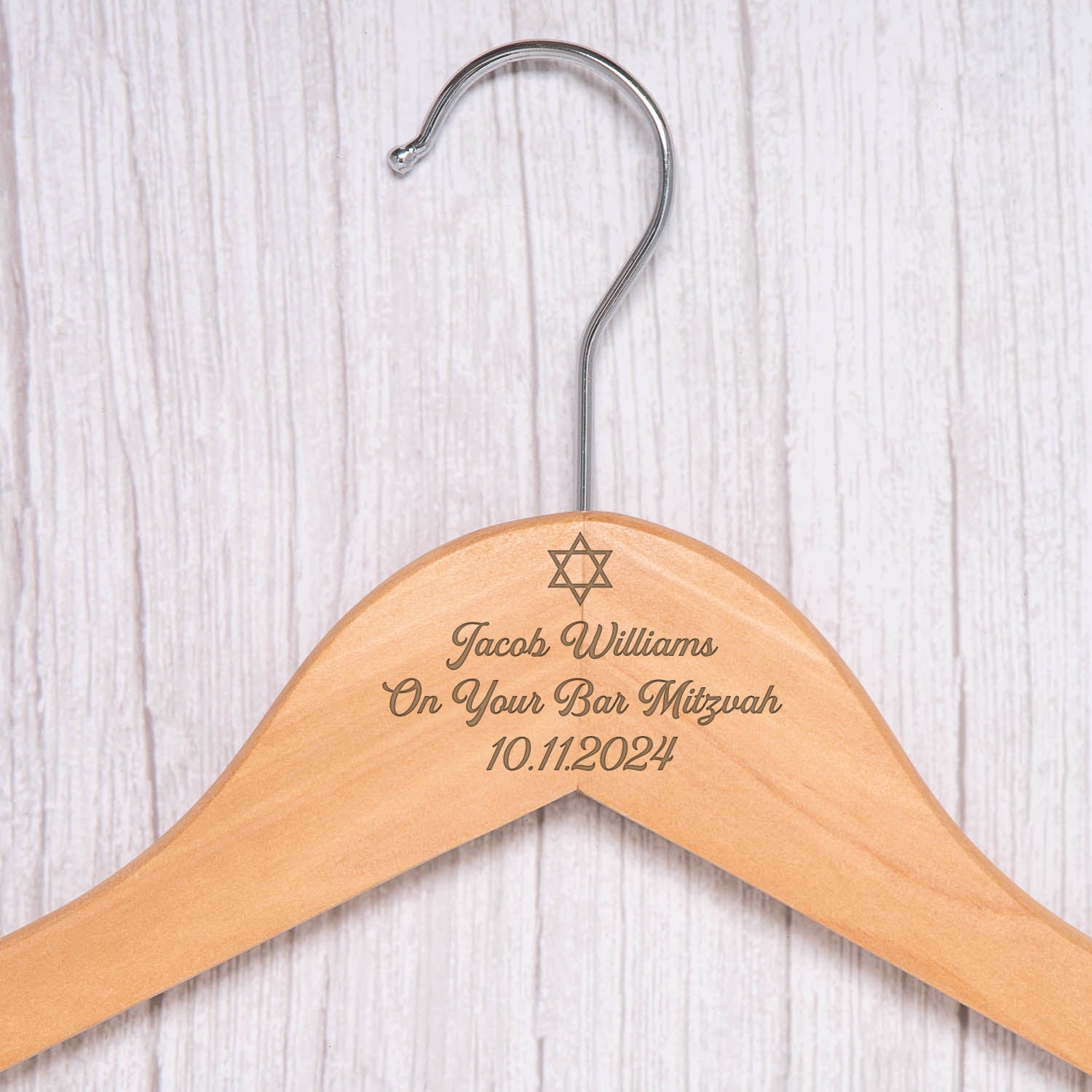 Personalised Magen David Message Wooden Hangers