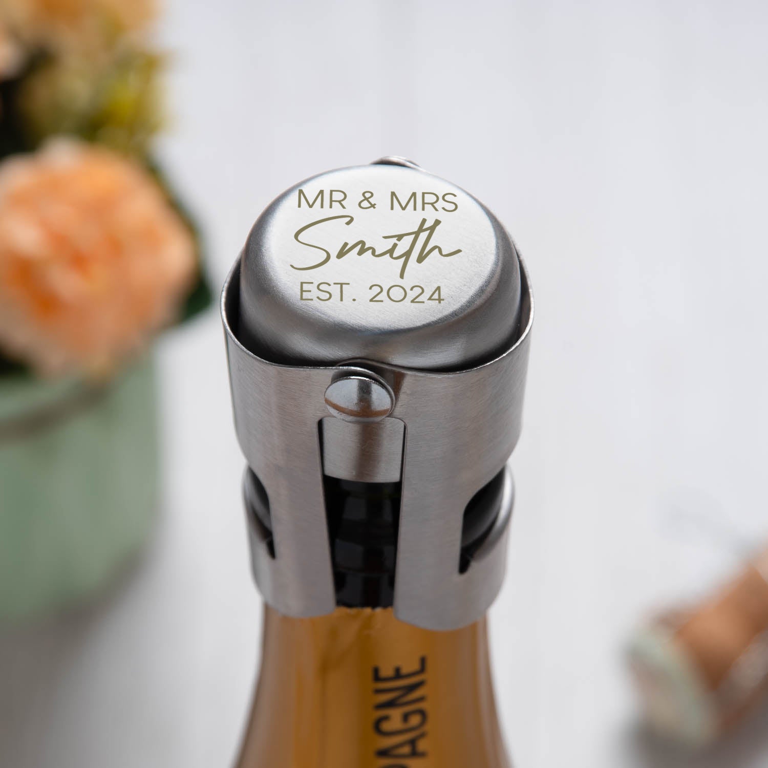 Personalised Mr & Mrs Champagne & Wine Bottle Stopper - Bottle Stoppers