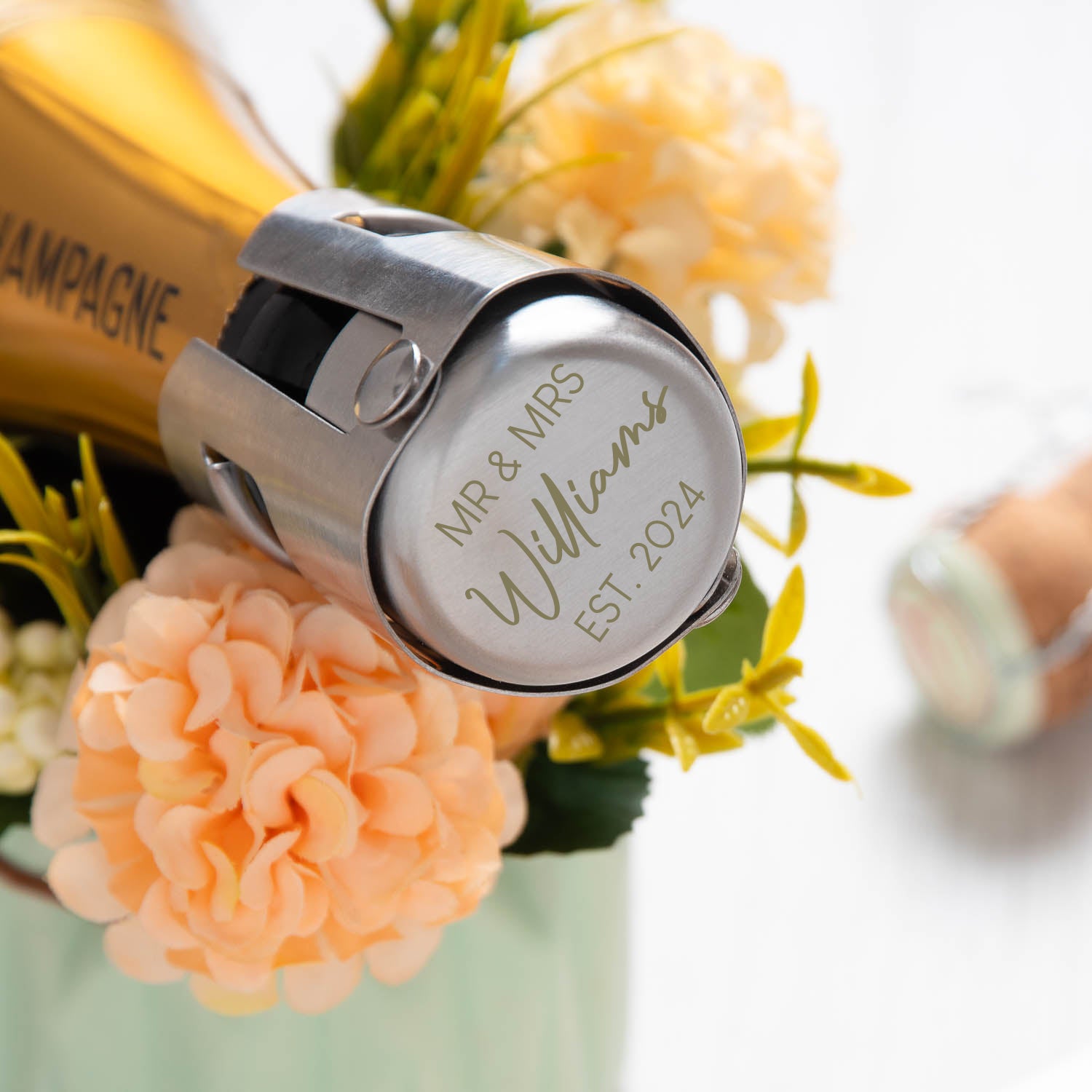 Personalised Mr & Mrs Champagne & Wine Bottle Stopper - Bottle Stoppers