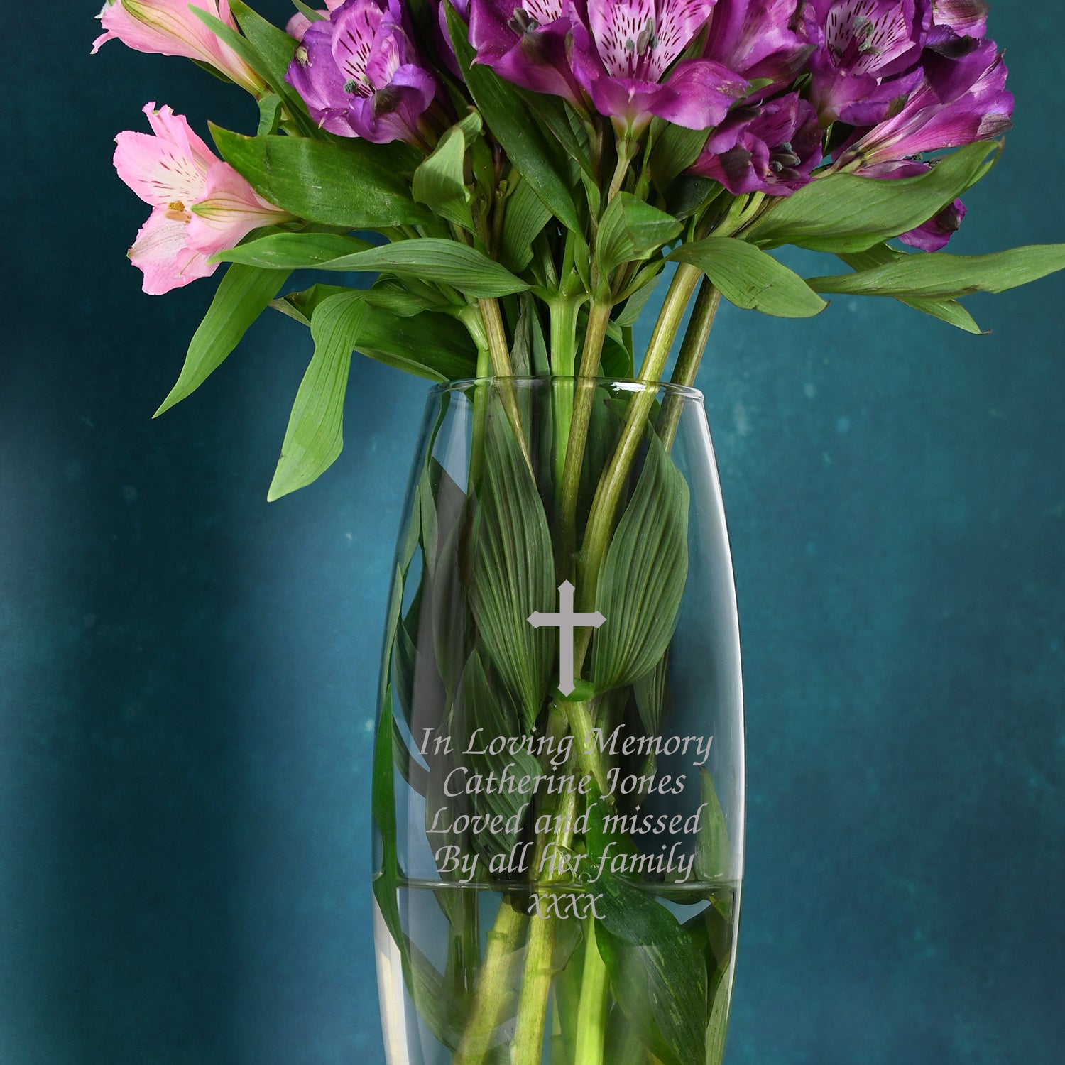 Personalised Cross Glass Bullet Vase - Bullet Vase