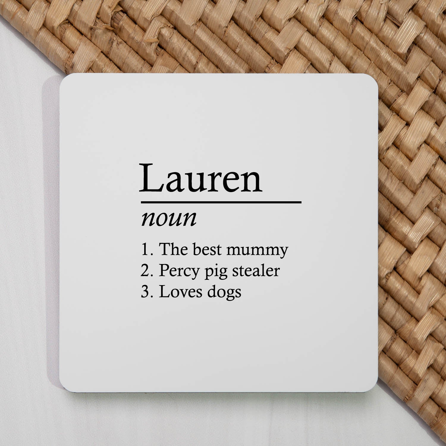 Personalised Name Definition Square Coaster